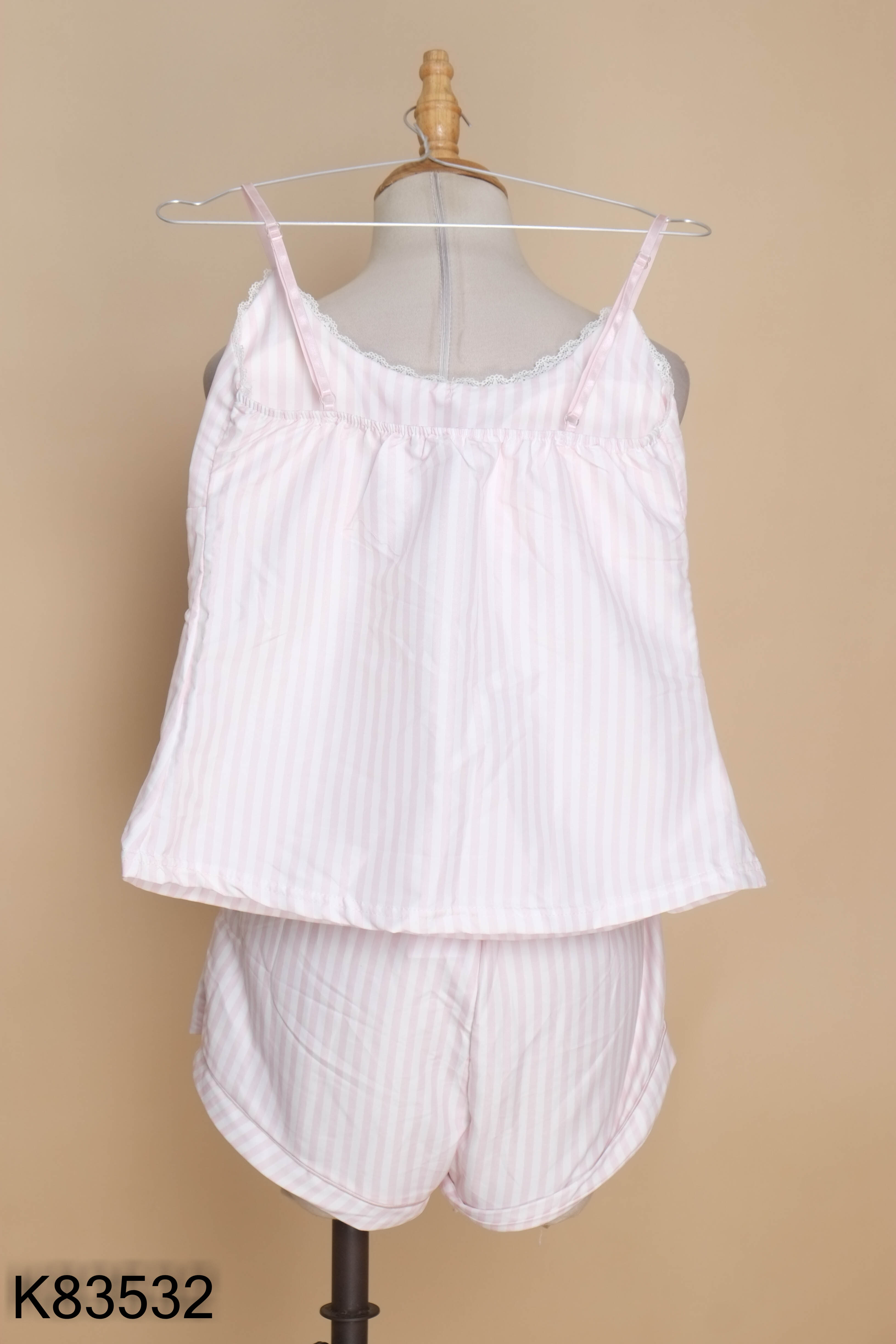 Set đồ ngủ 2 dây hồng sọc