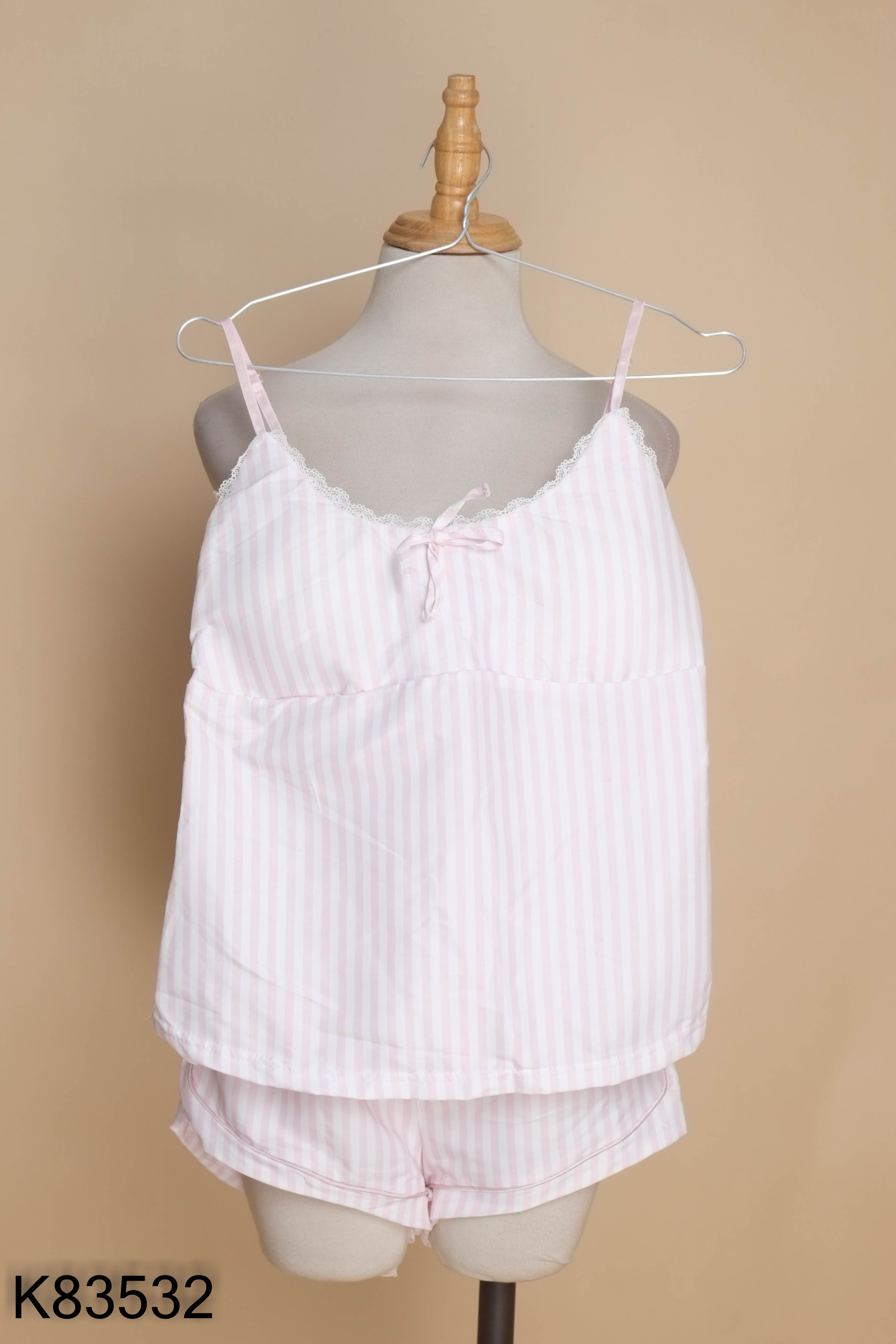 Set đồ ngủ 2 dây hồng sọc