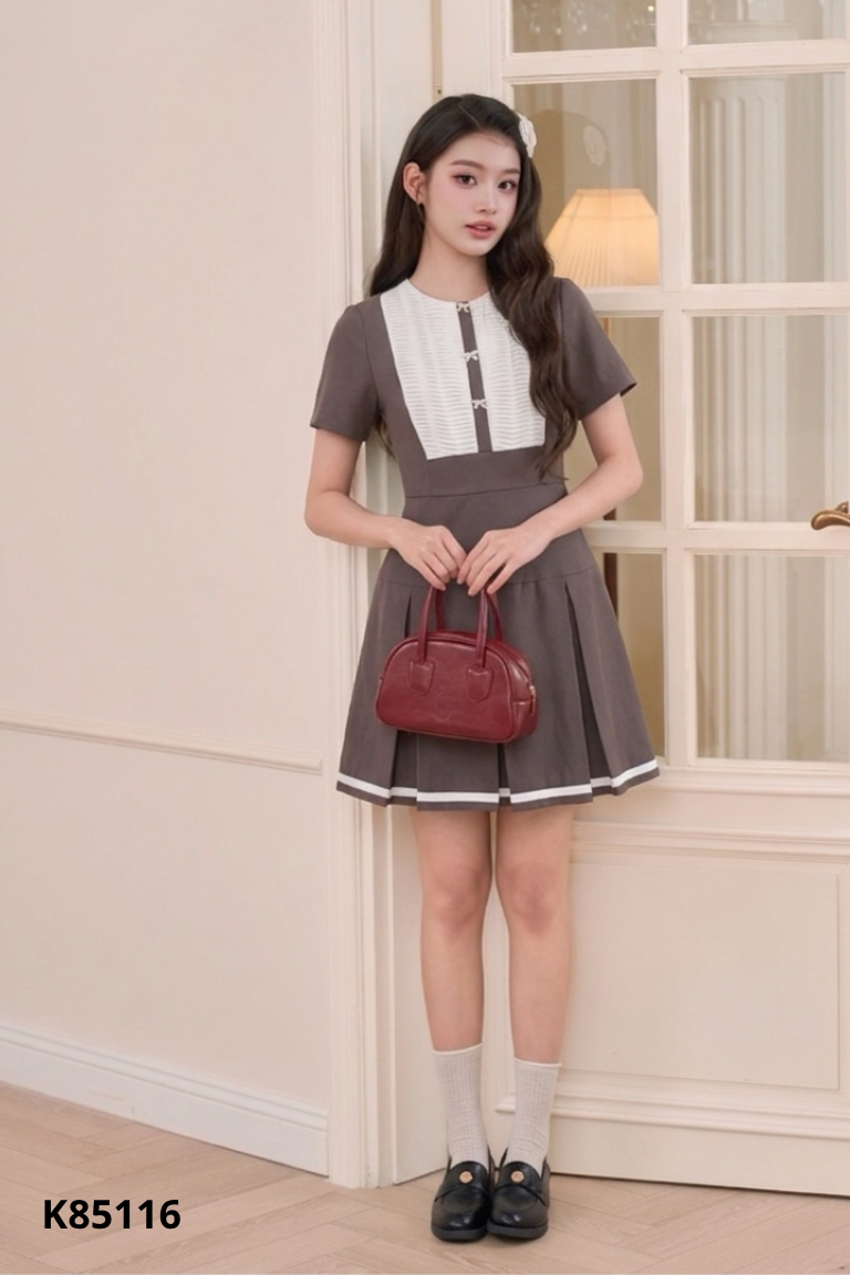 NEWTAG váy VALERIA STUDIOS xám phối trắng