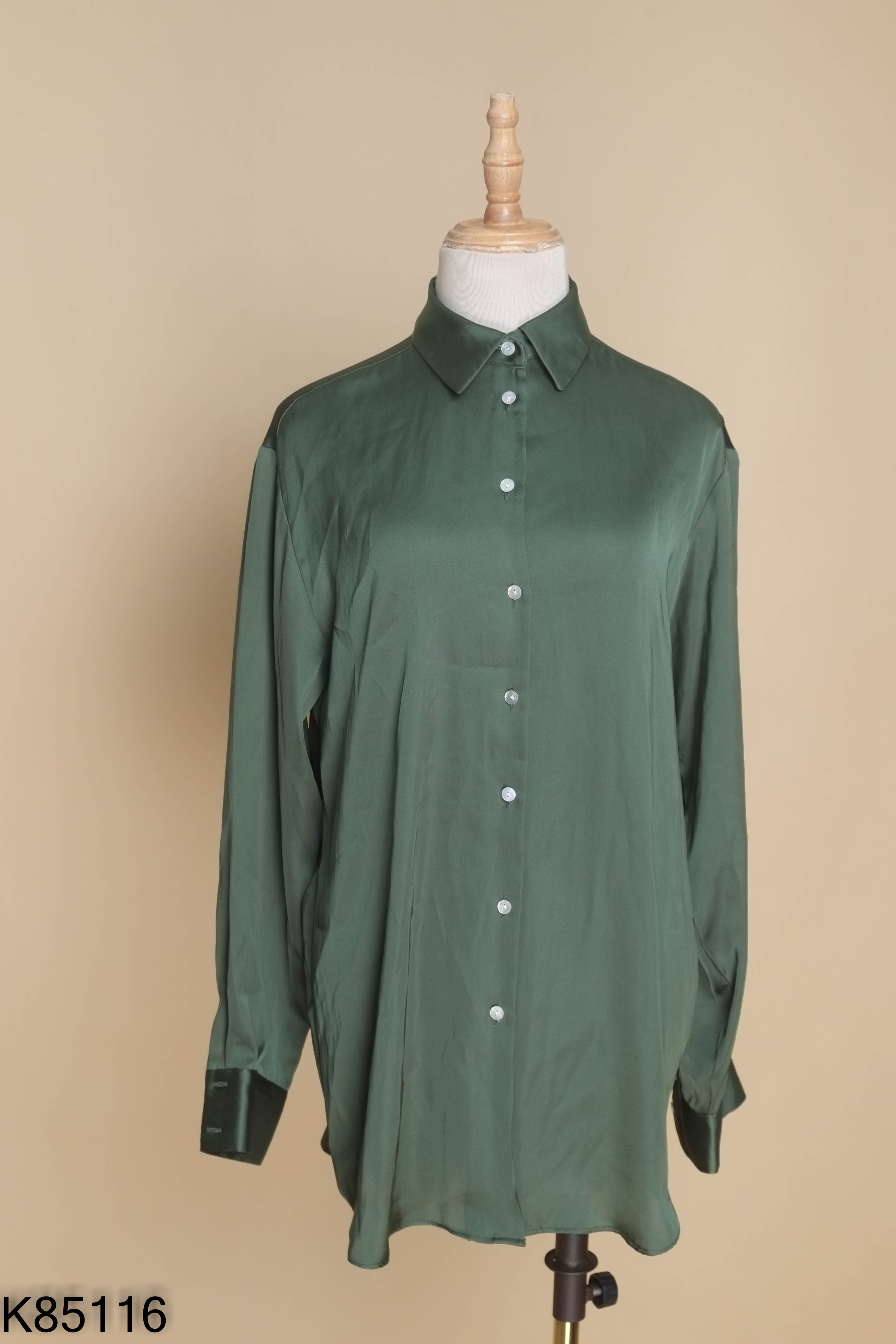 Áo sơ mi lụa ZARA xanh rêu