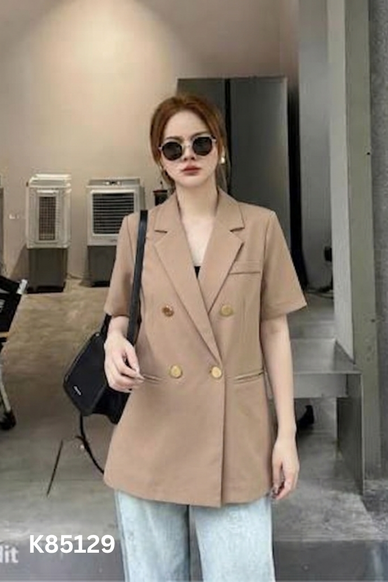 Áo blazer ngắn tay nâu