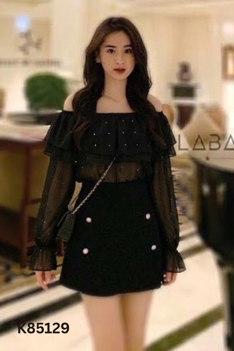 Áo voan đen đính hạt NGOC ANH TRAN