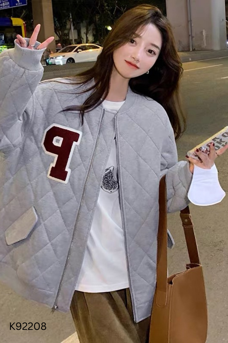 Áo bomber nỉ xám
