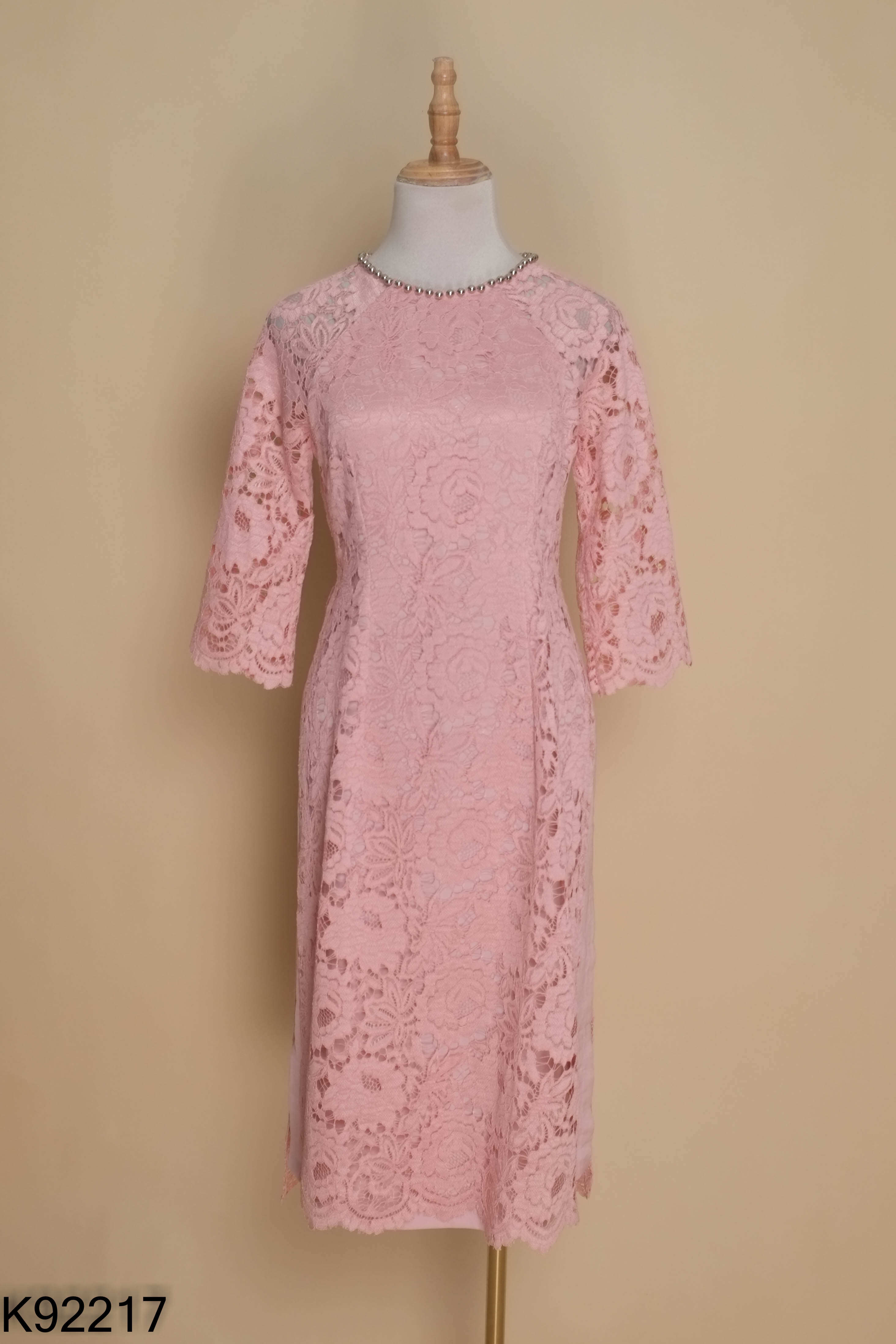NEWTAG áo dài HUONG BOUTIQUE ren hồng