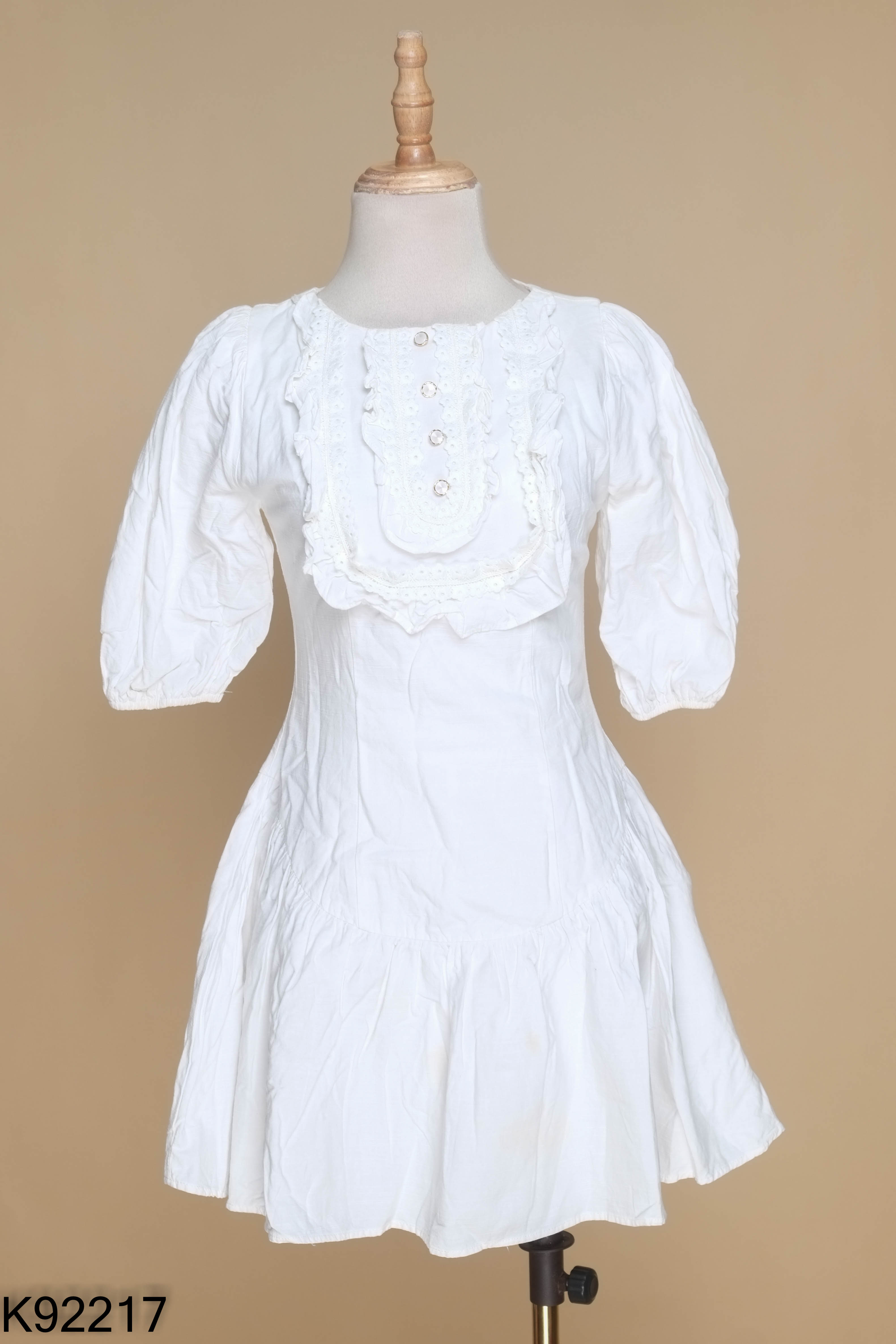 Váy trắng babydoll phối ren LOLA DESIGN