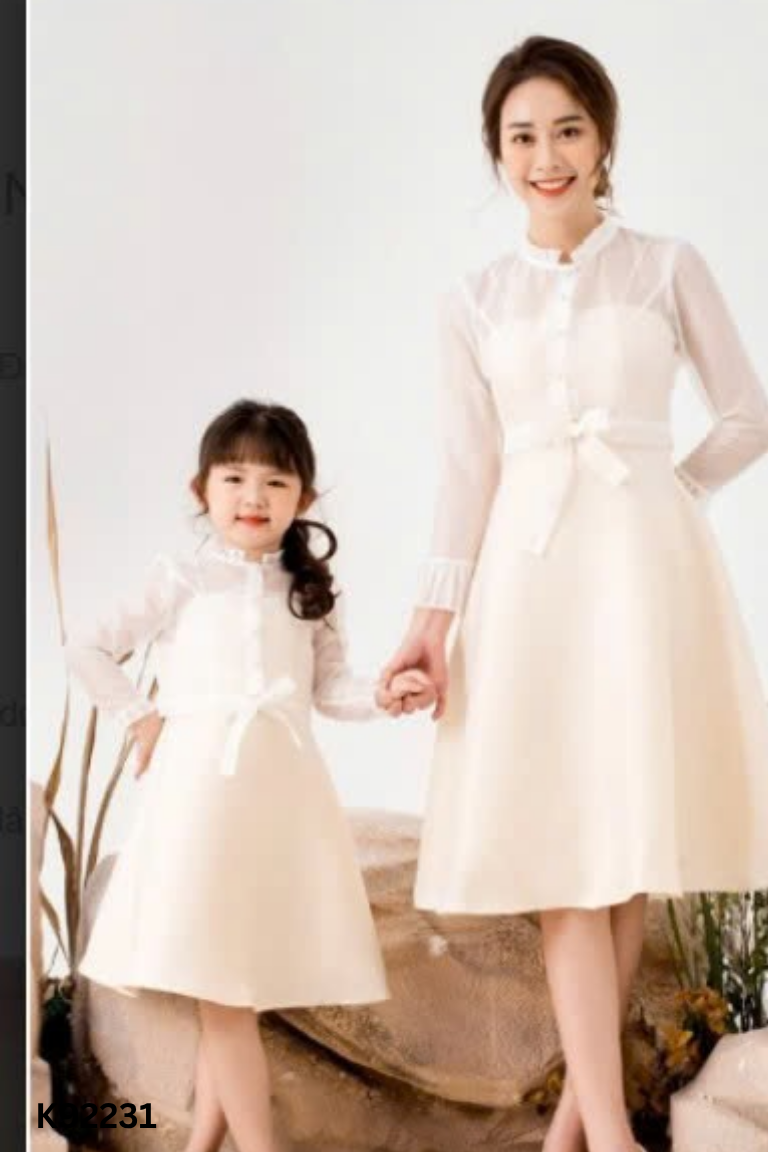 NEWTAG Set DIDO áo voan trắng + váy be hai dây KIDS