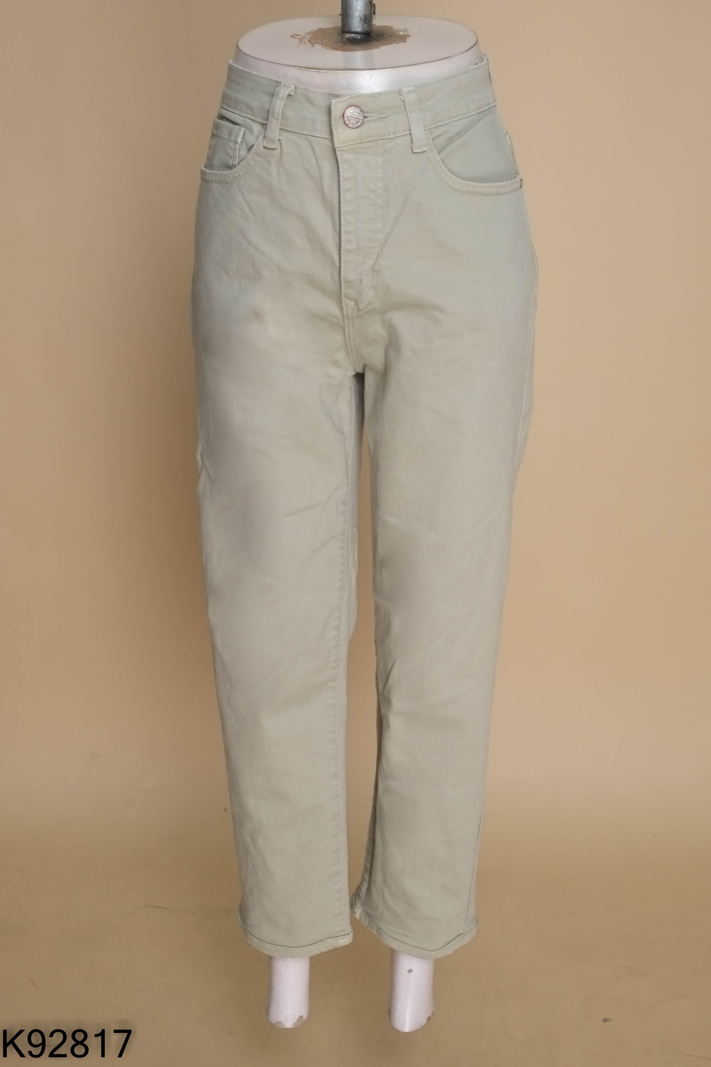 Quần jeans xanh cốm ZARA suông (xuất)