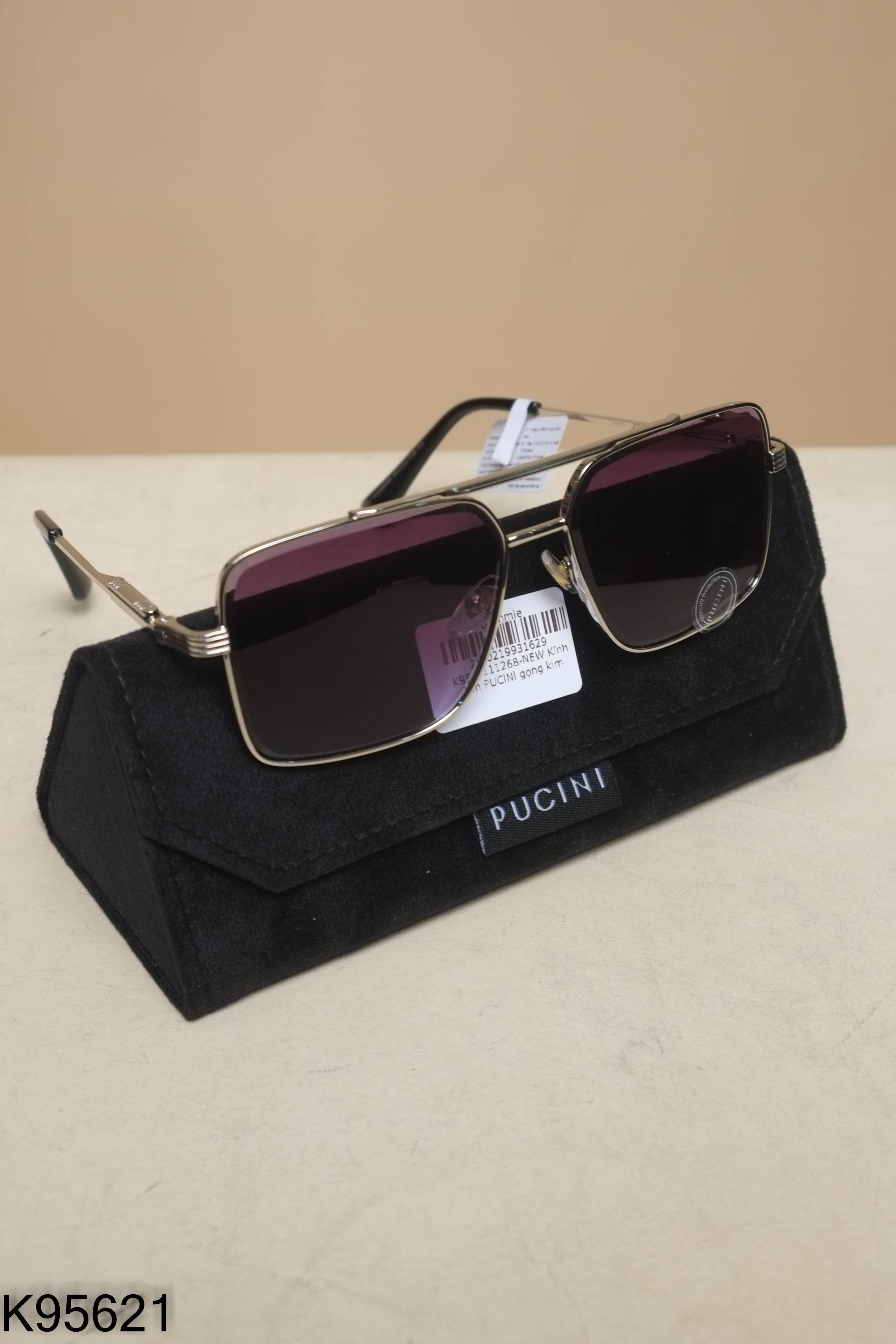 NEW Kính râm PUCINI gọng kim loại bạc vuông