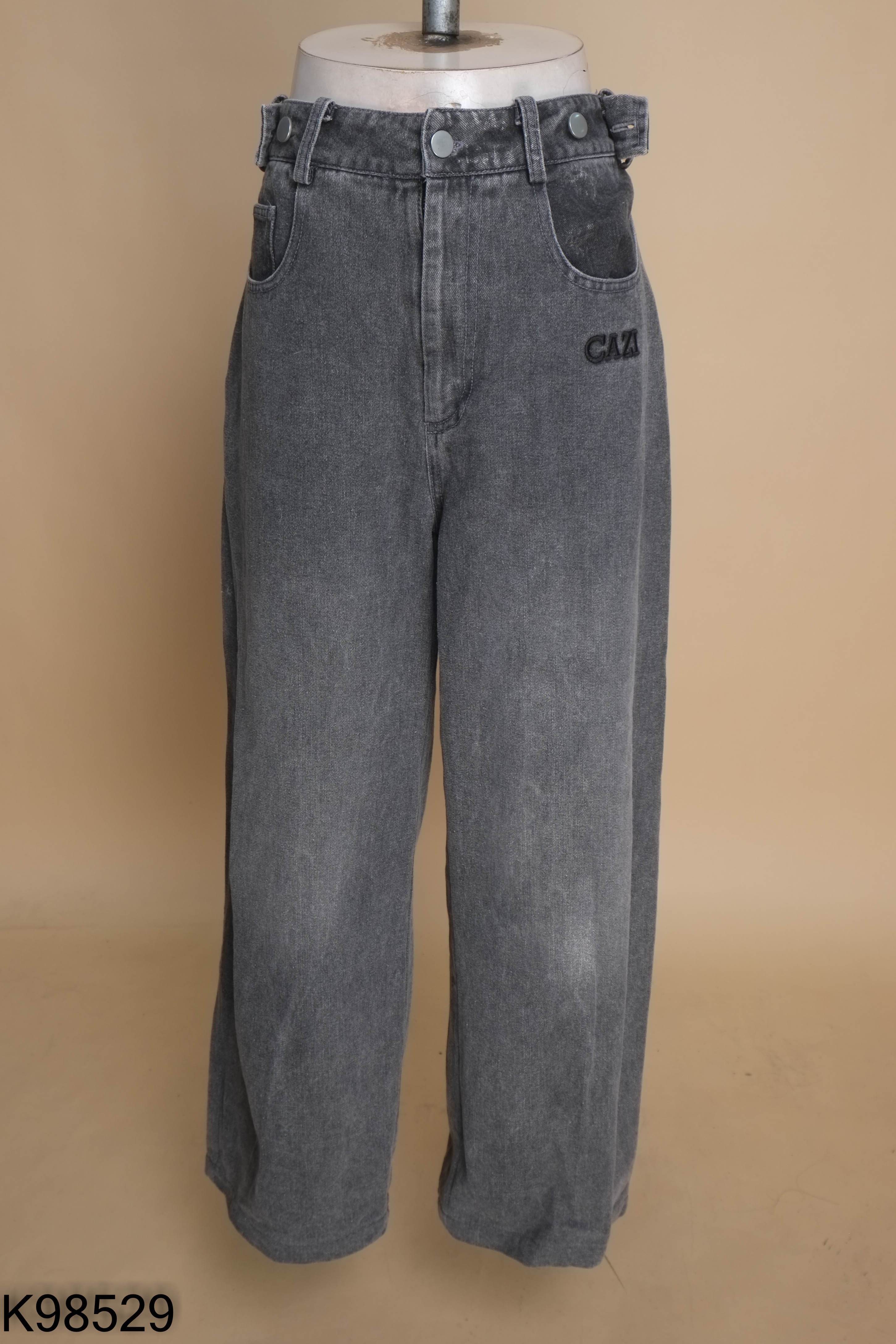 Quần jeans xám CAZI ống rộng