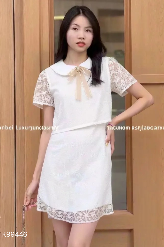NEWTAG Váy ren trắng JM DESIGN phối nơ