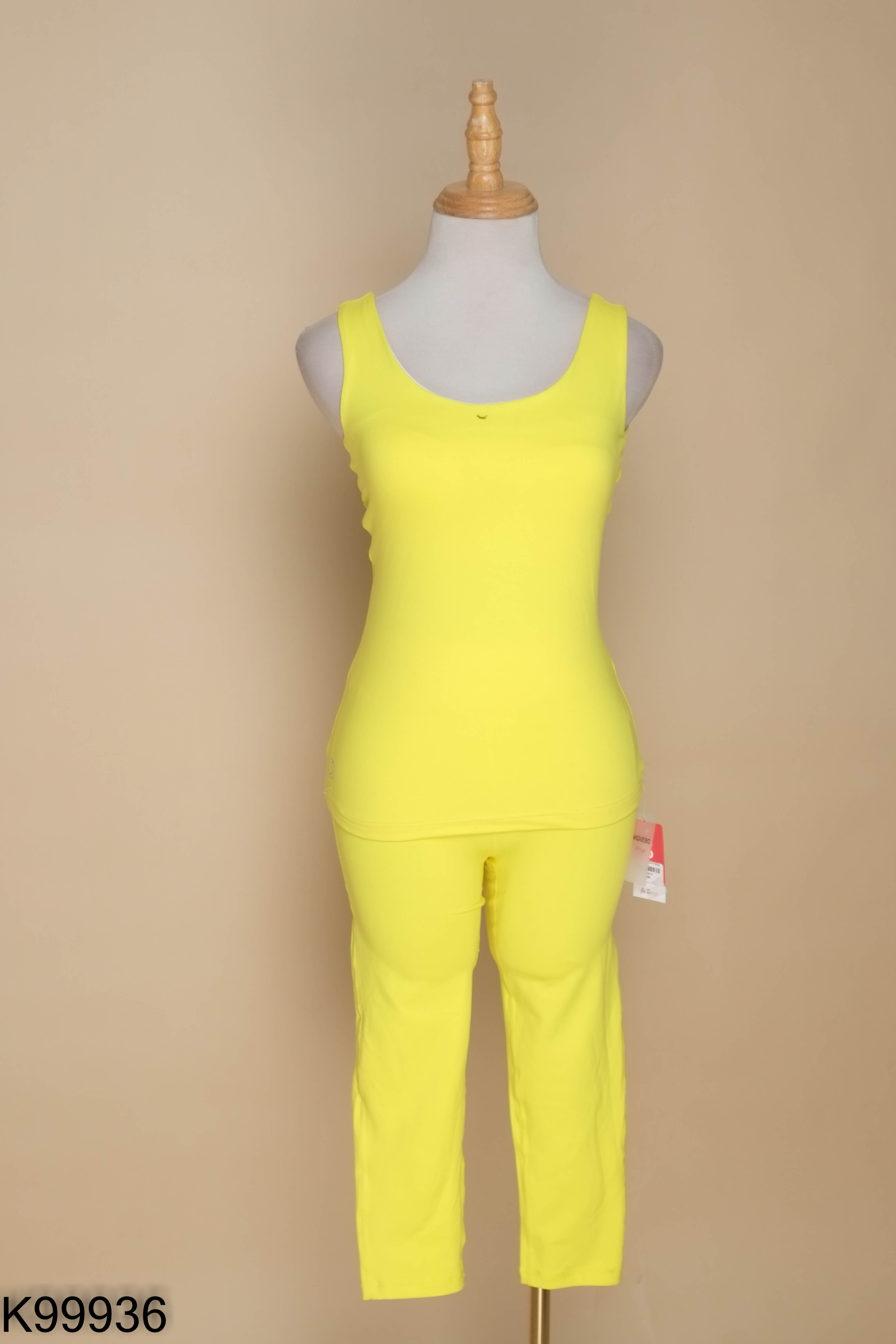 NEWTAG SET Áo tập vàng dây nơ + Quần tập vàng lửng
