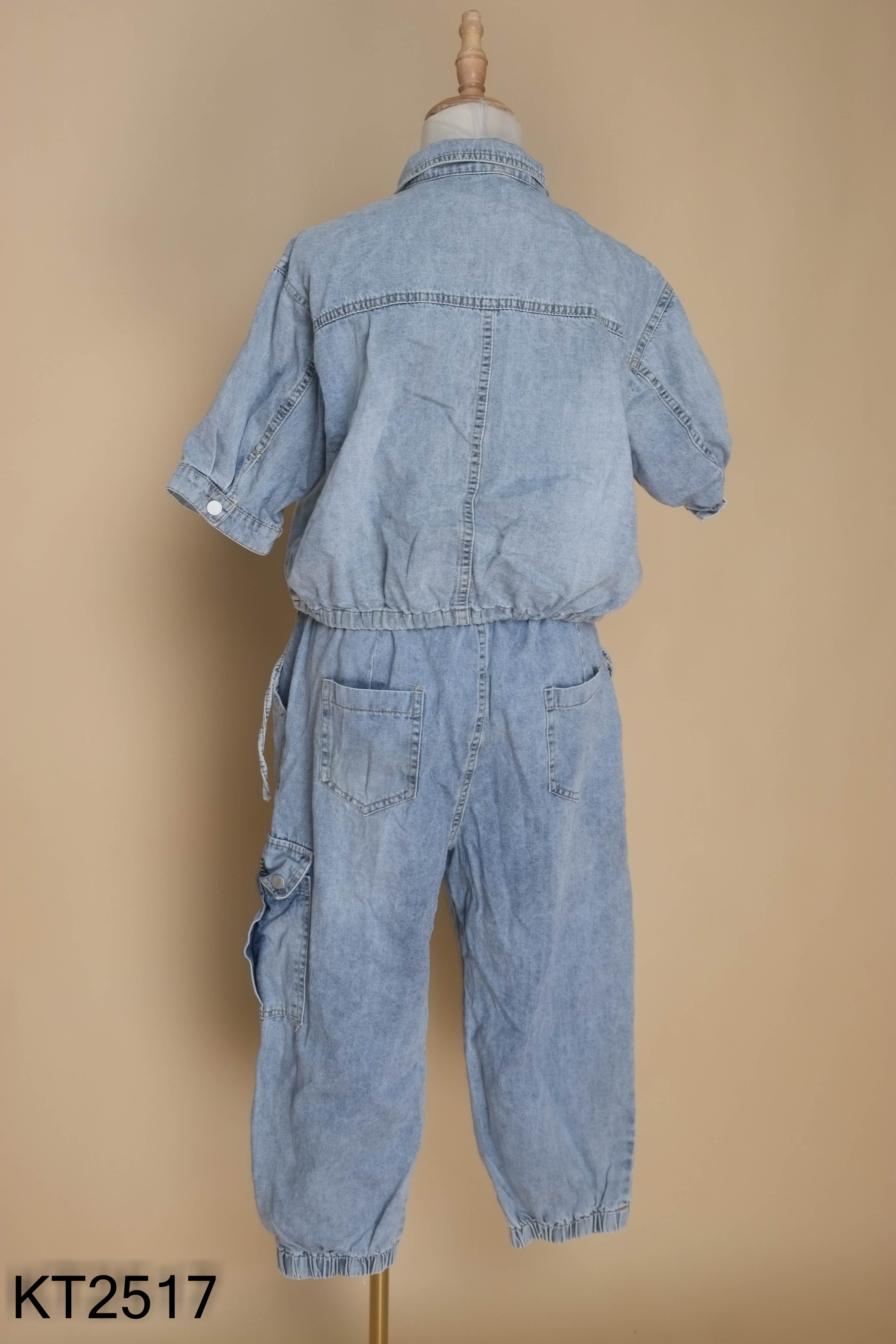 Set Áo jeans xanh tay phồng + quần dài