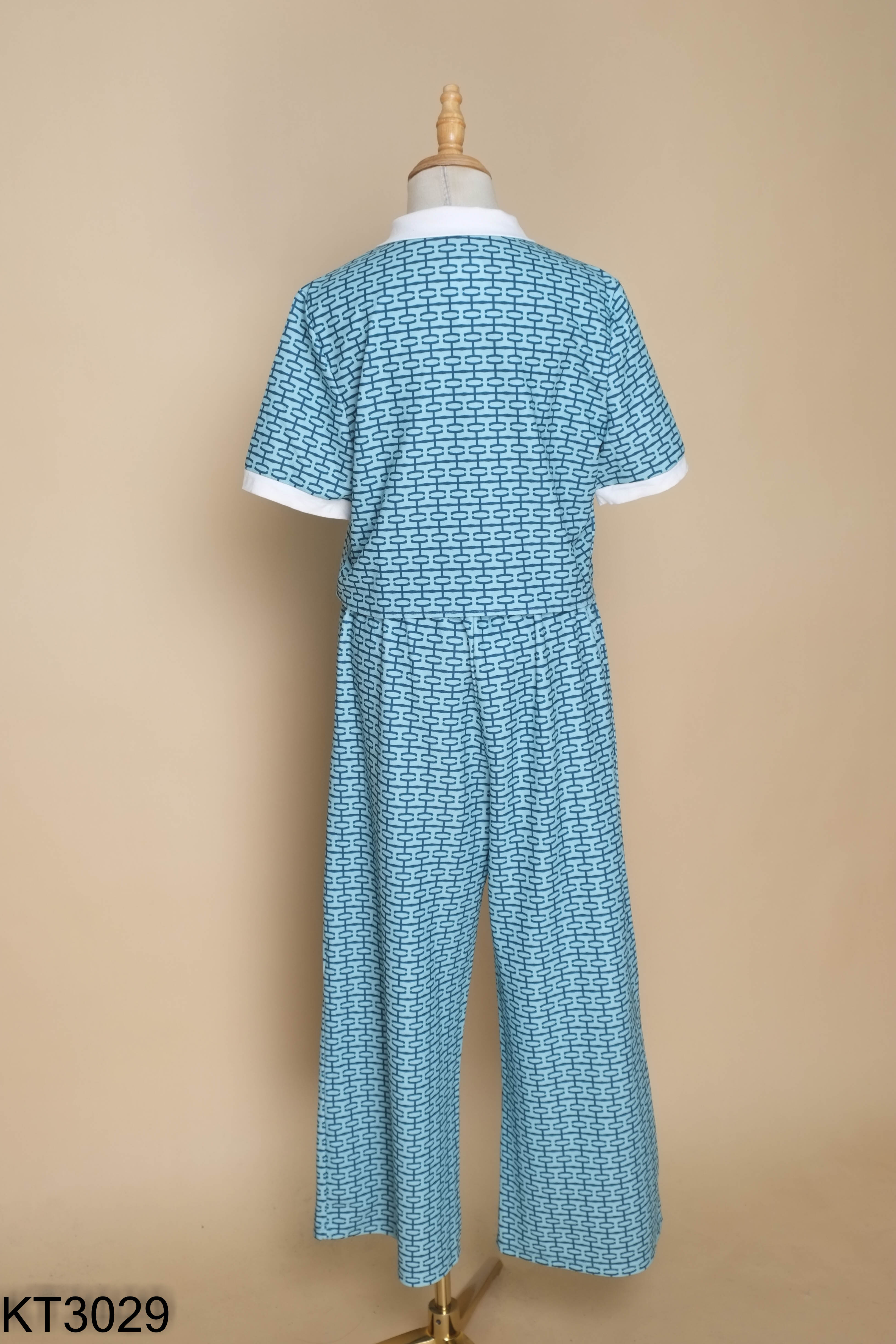 Set SHEIN áo + quần dài xanh họa tiết