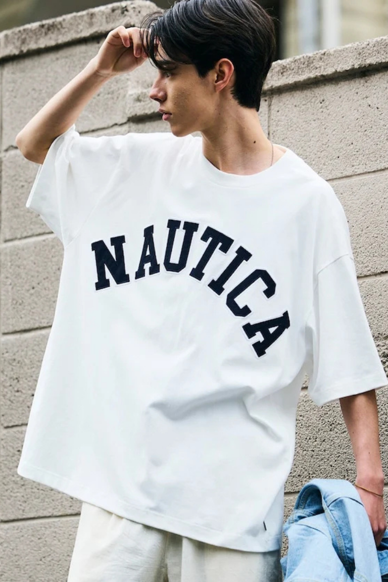 Áo phông trắng NAUTICA thêu chữ