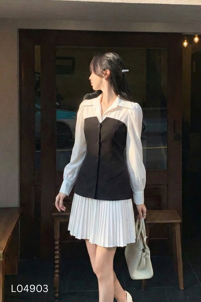 Váy A'LLURA đen phối trắng