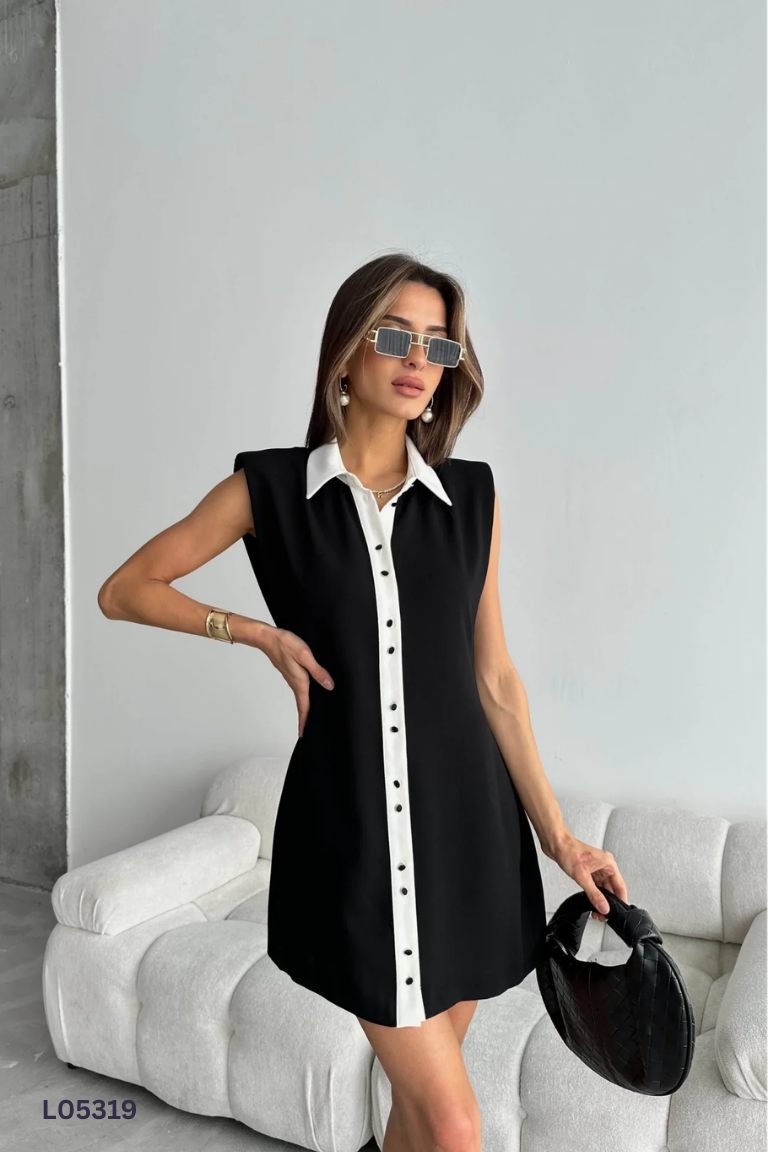 Váy ZARA đen mix trắng