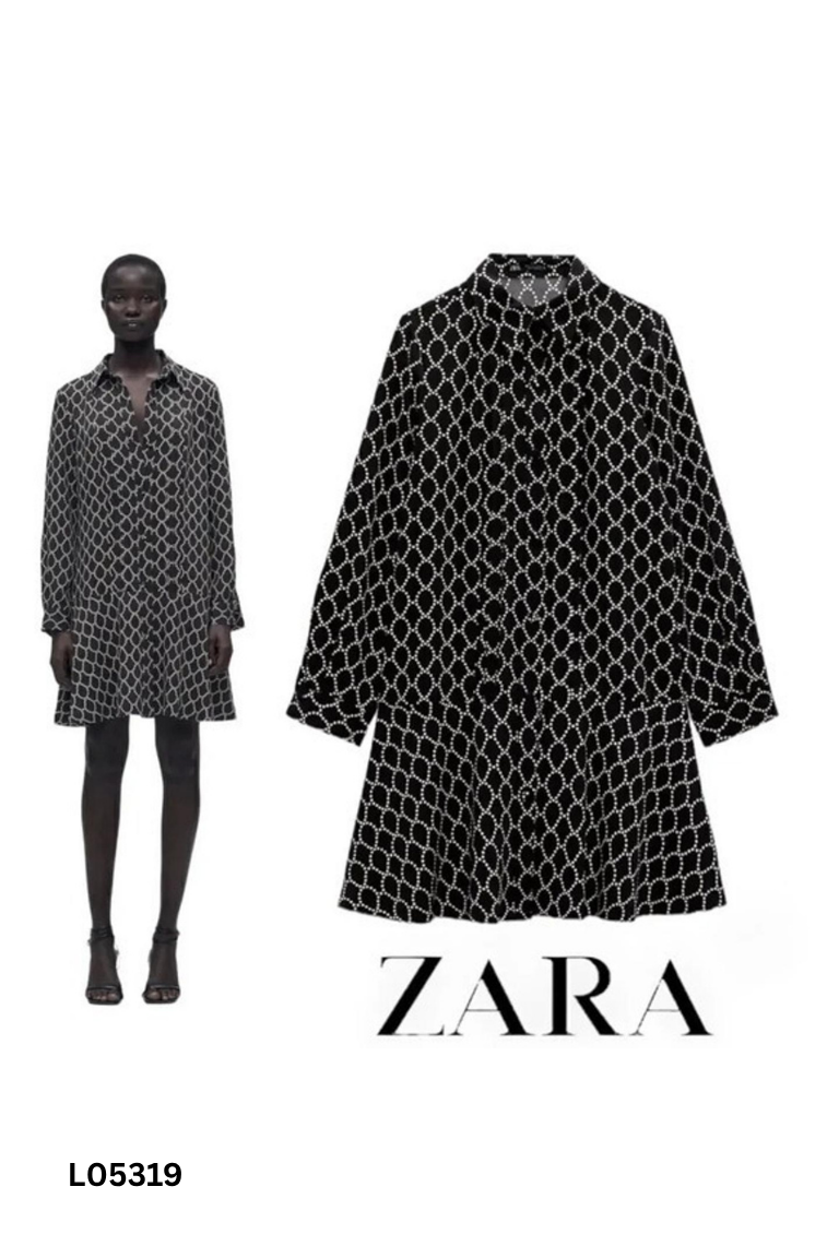 Váy ZARA đen họa tiết