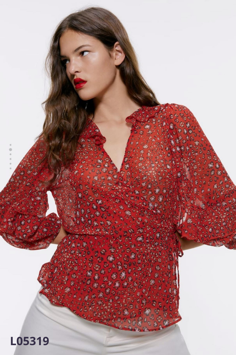 NEWTAG Áo ZARA đỏ họa tiết hoa