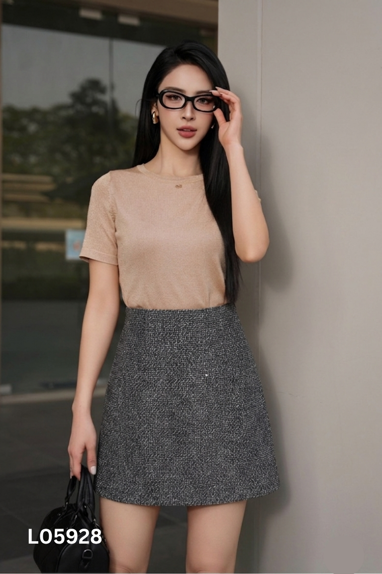 Chân váy ZARA dạ xám đen