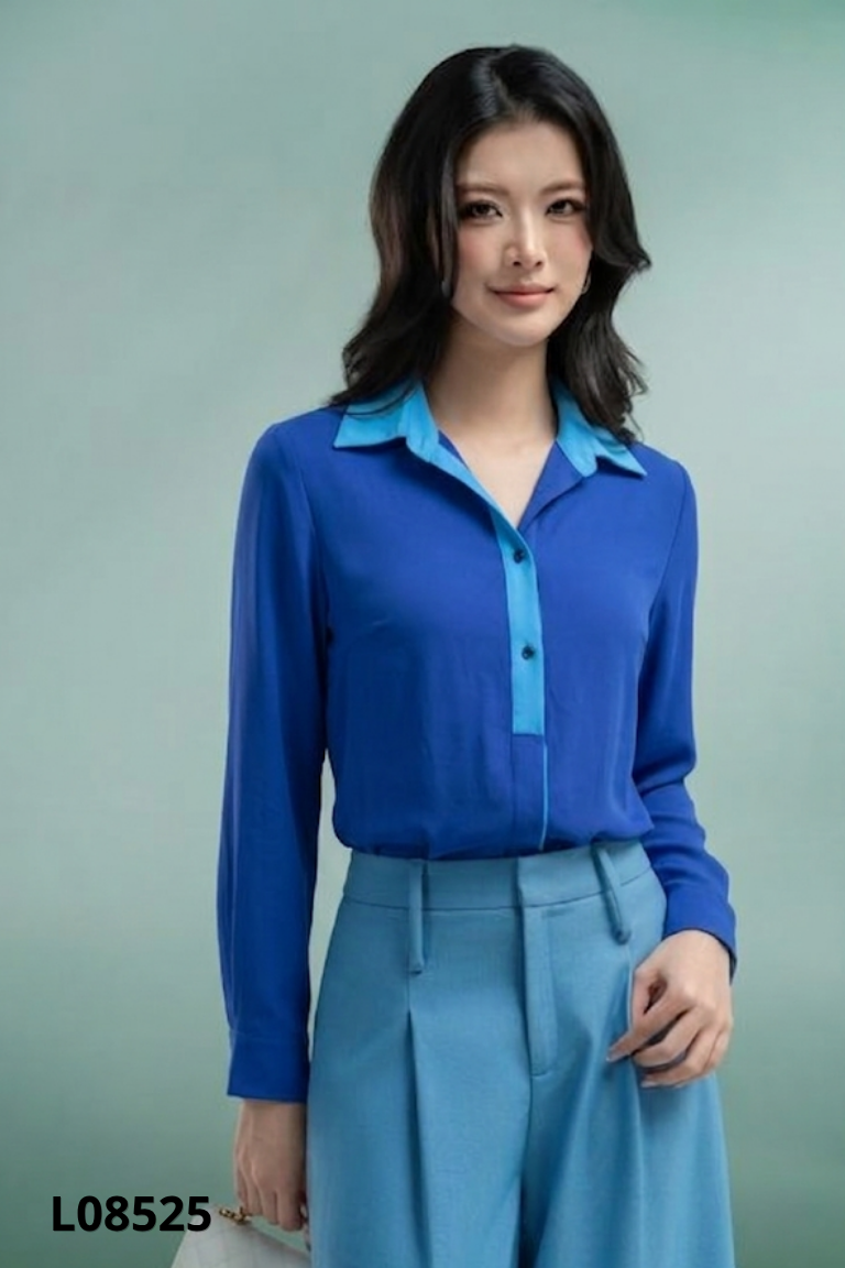 Áo sơ mi ELISE xanh trơn