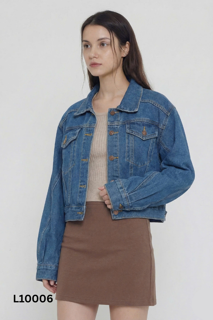 Áo khoác jeans xanh phối cúc