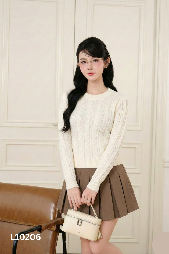 Áo len kem cổ tròn