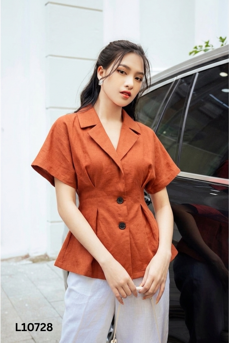 Áo C'CHAT nâu cổ vest