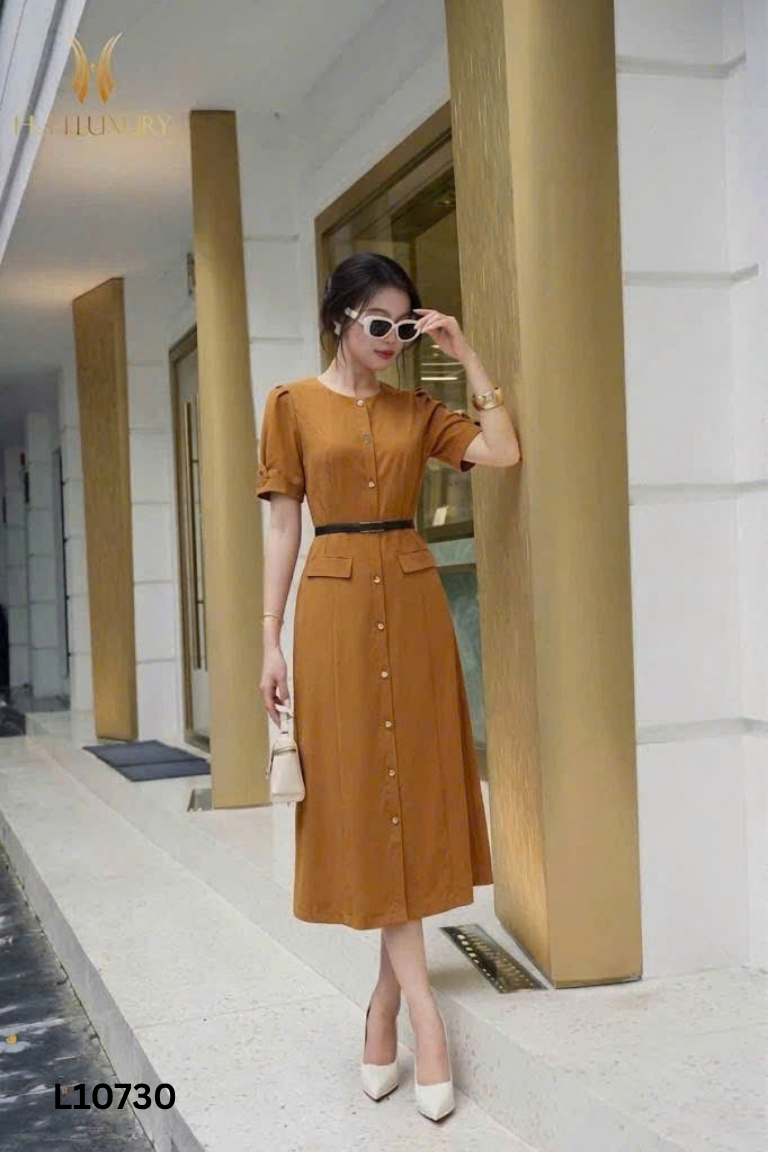 Váy CALIE HOUSE nâu giả cúc