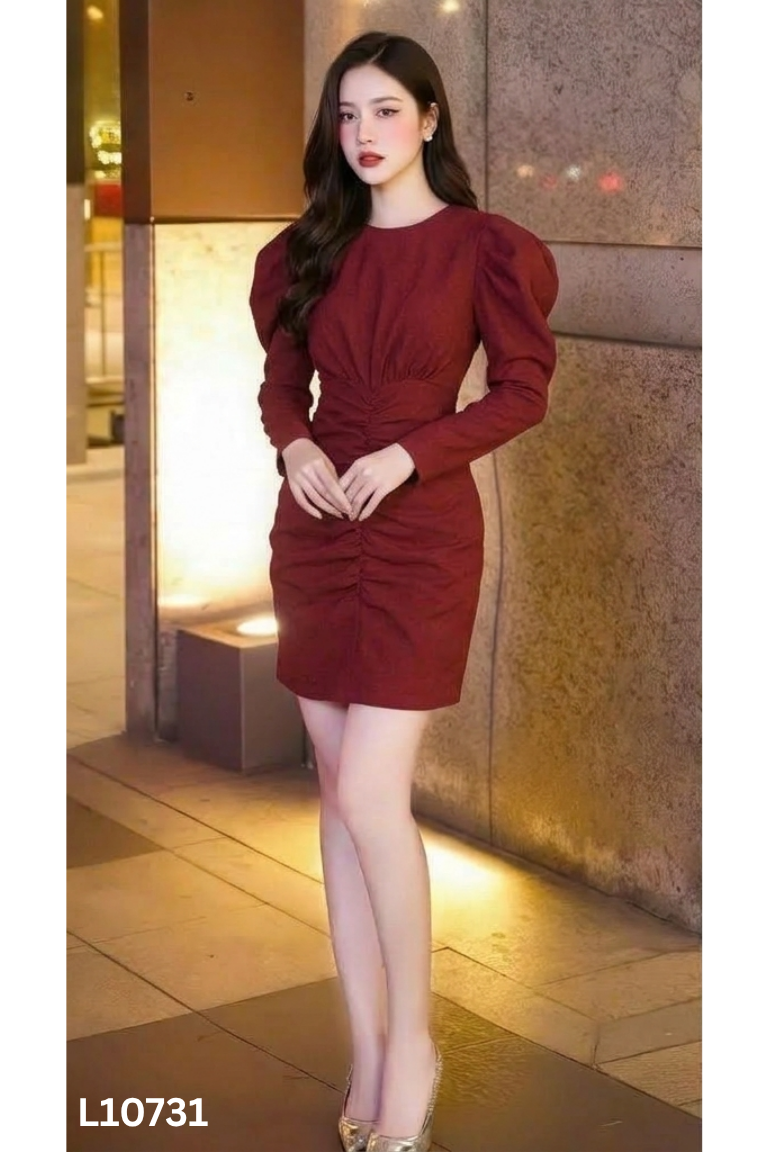 Váy ISABEL đỏ vai bồng