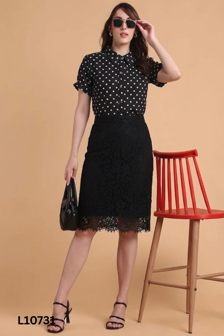 Váy NEM đen phối ren