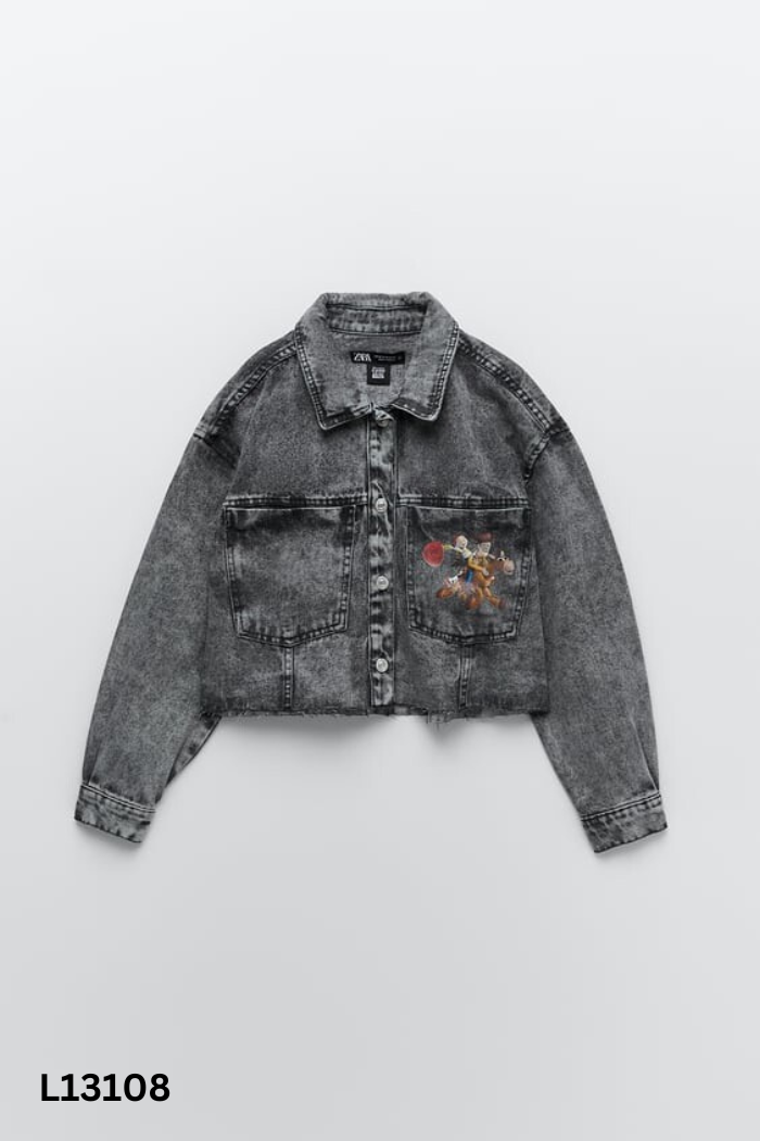 Áo khoác jeans xám ZARA dáng ngắn