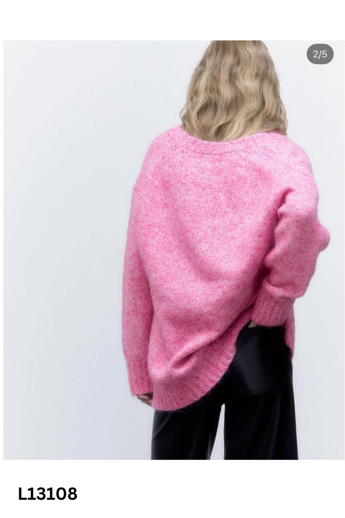 Áo len hồng ZARA cổ tim