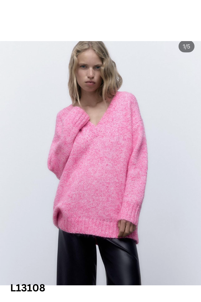 Áo len hồng ZARA cổ tim