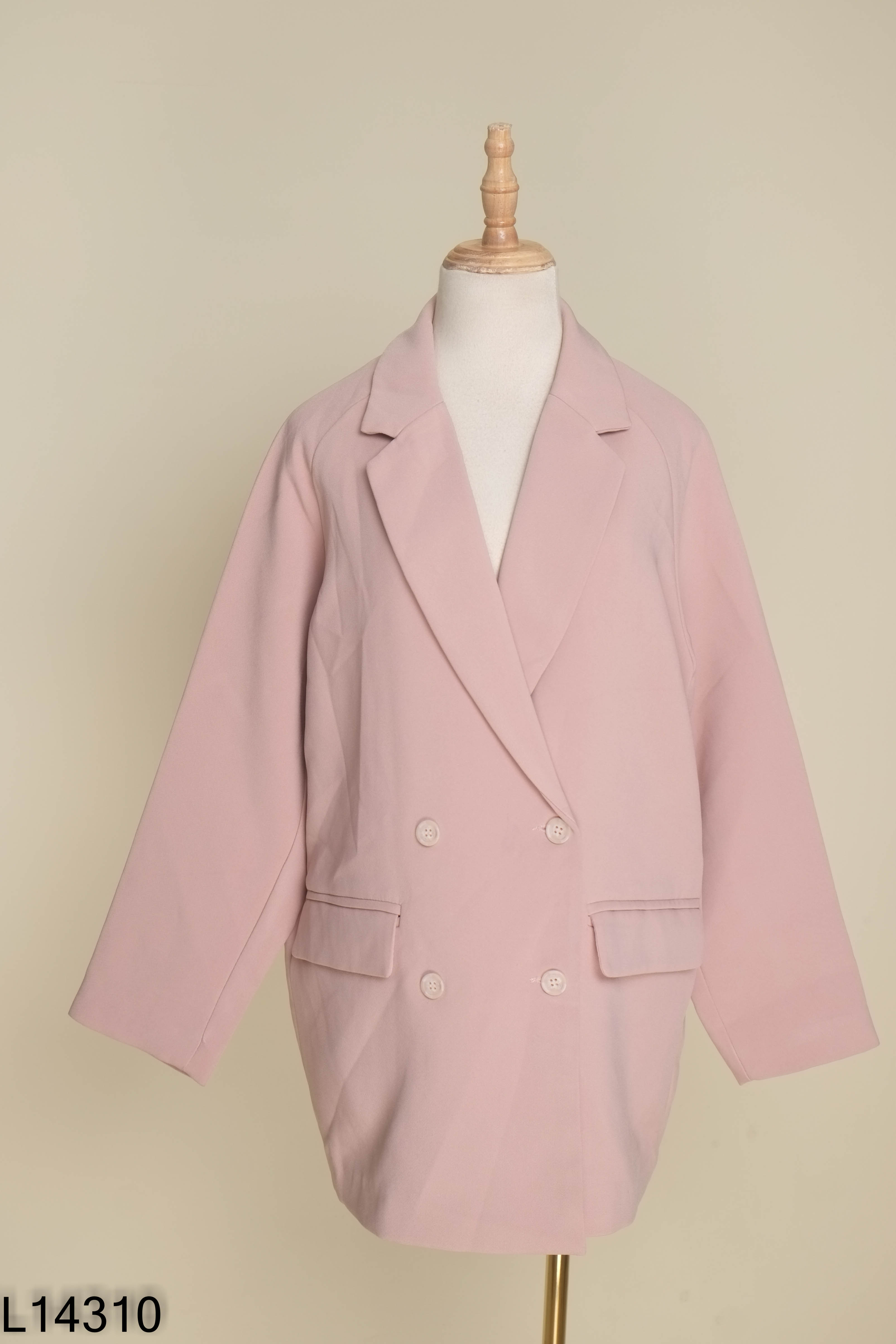 Áo khoác blazers hồng trơn phối túi