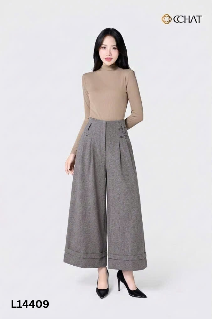 Quần dài xám ống rộng