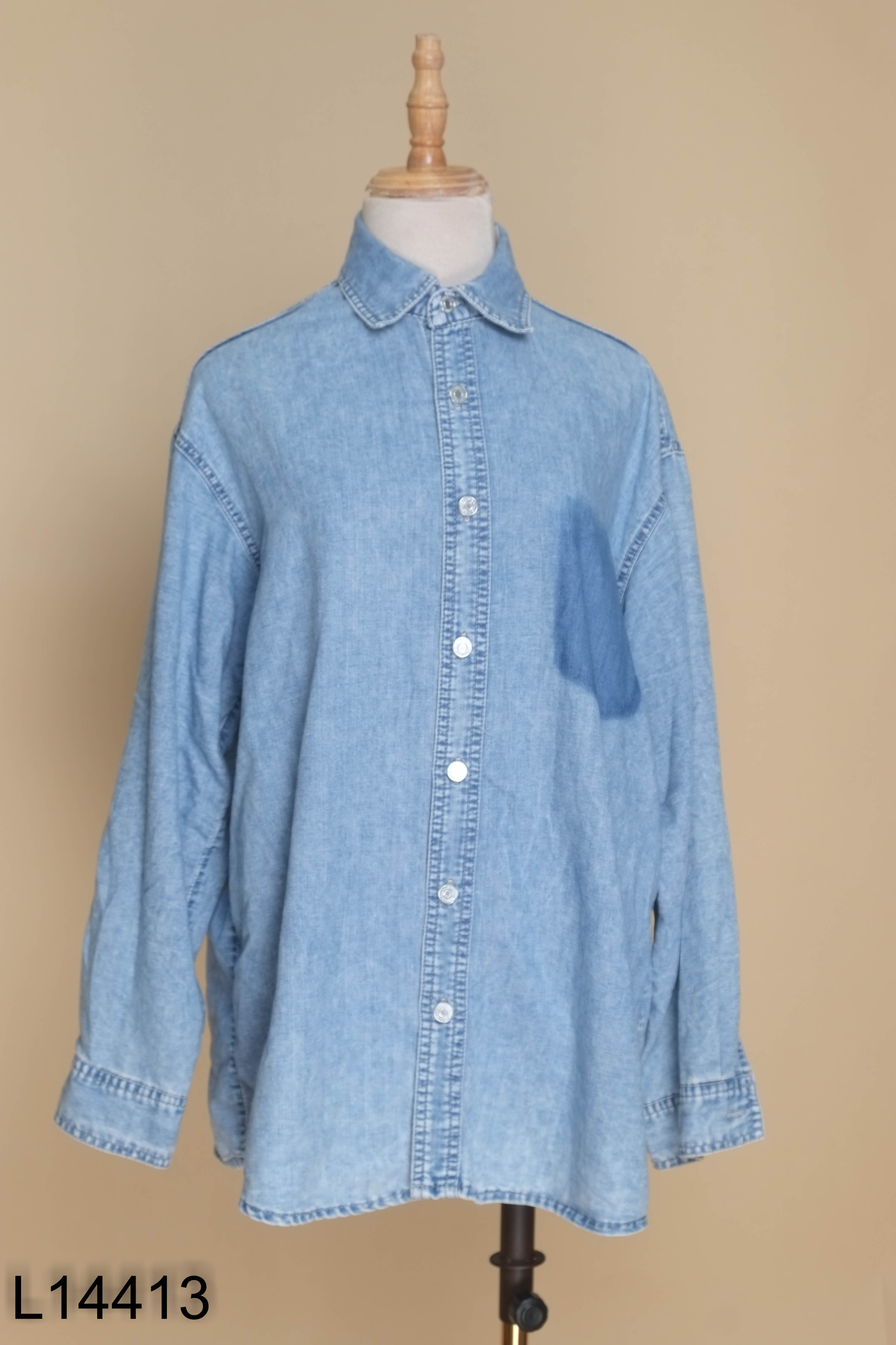 Áo sơ mi HM jeans xanh