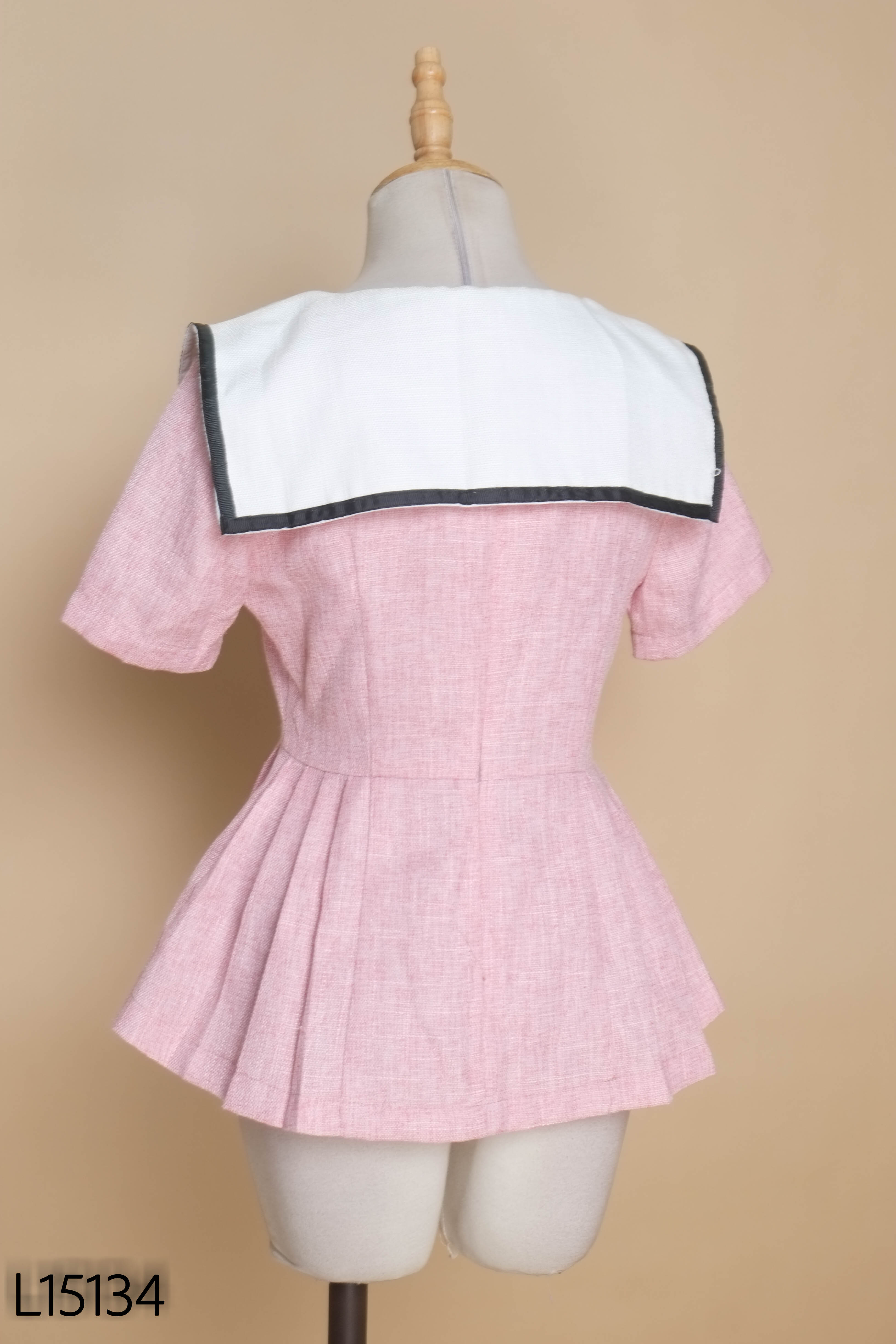 Áo tweed hồng GERME gấp ly đuôi
