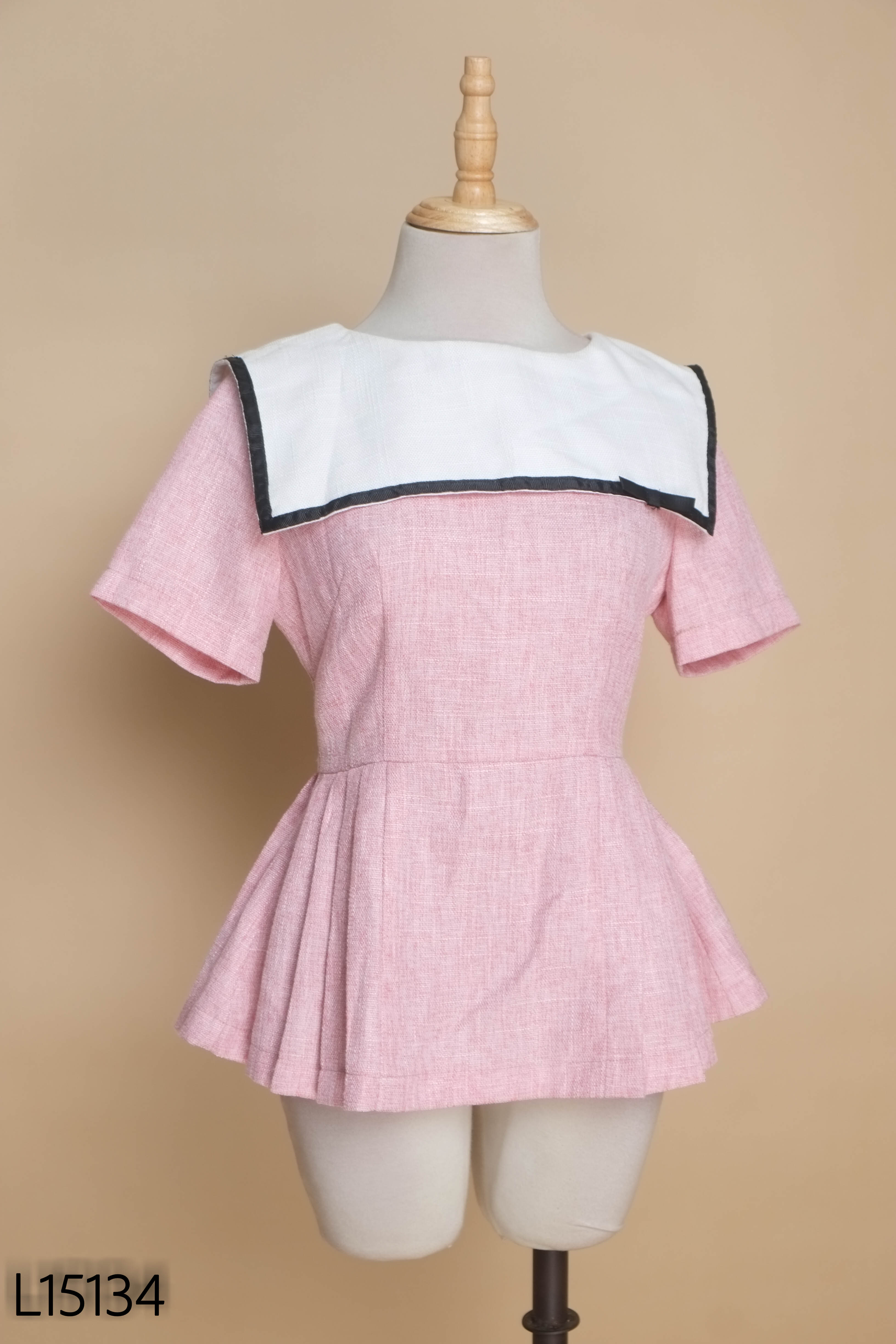 Áo tweed hồng GERME gấp ly đuôi