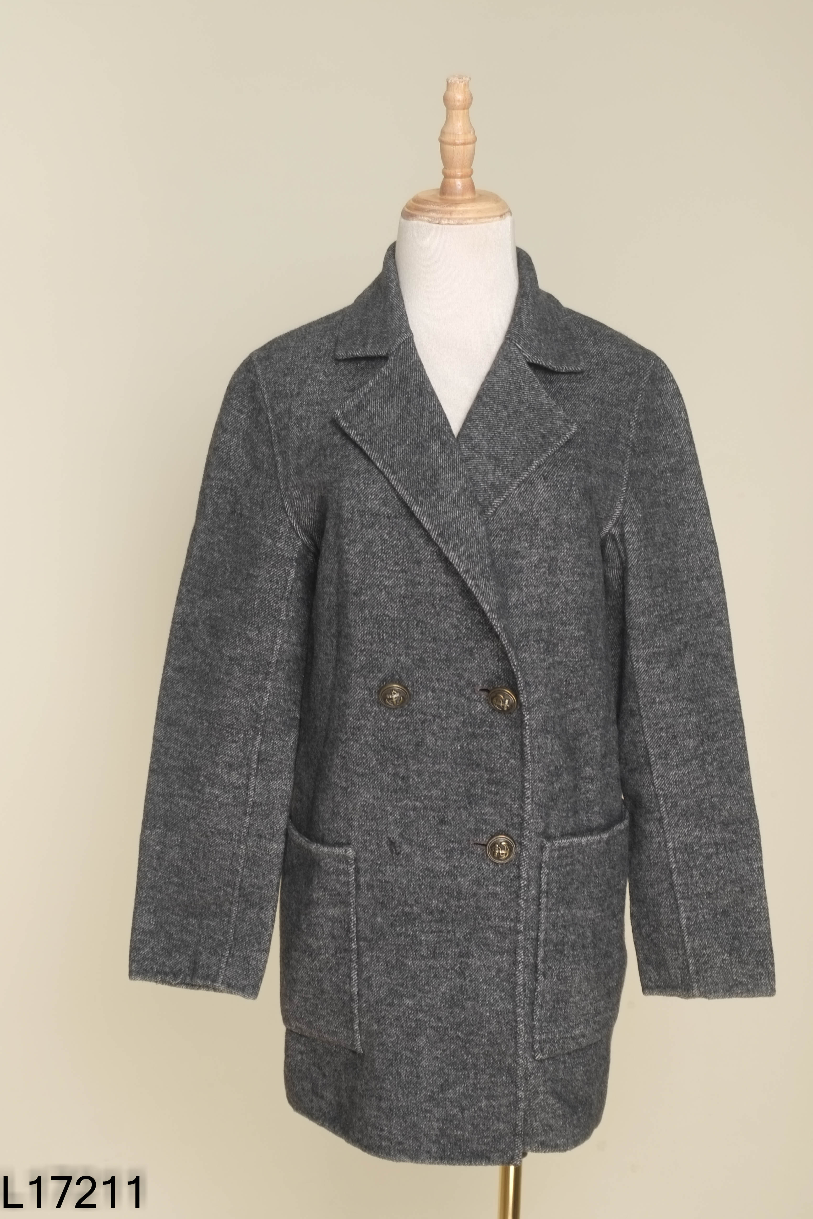 Áo khoác dạ ZARA xám phối cúc (cắt tag)