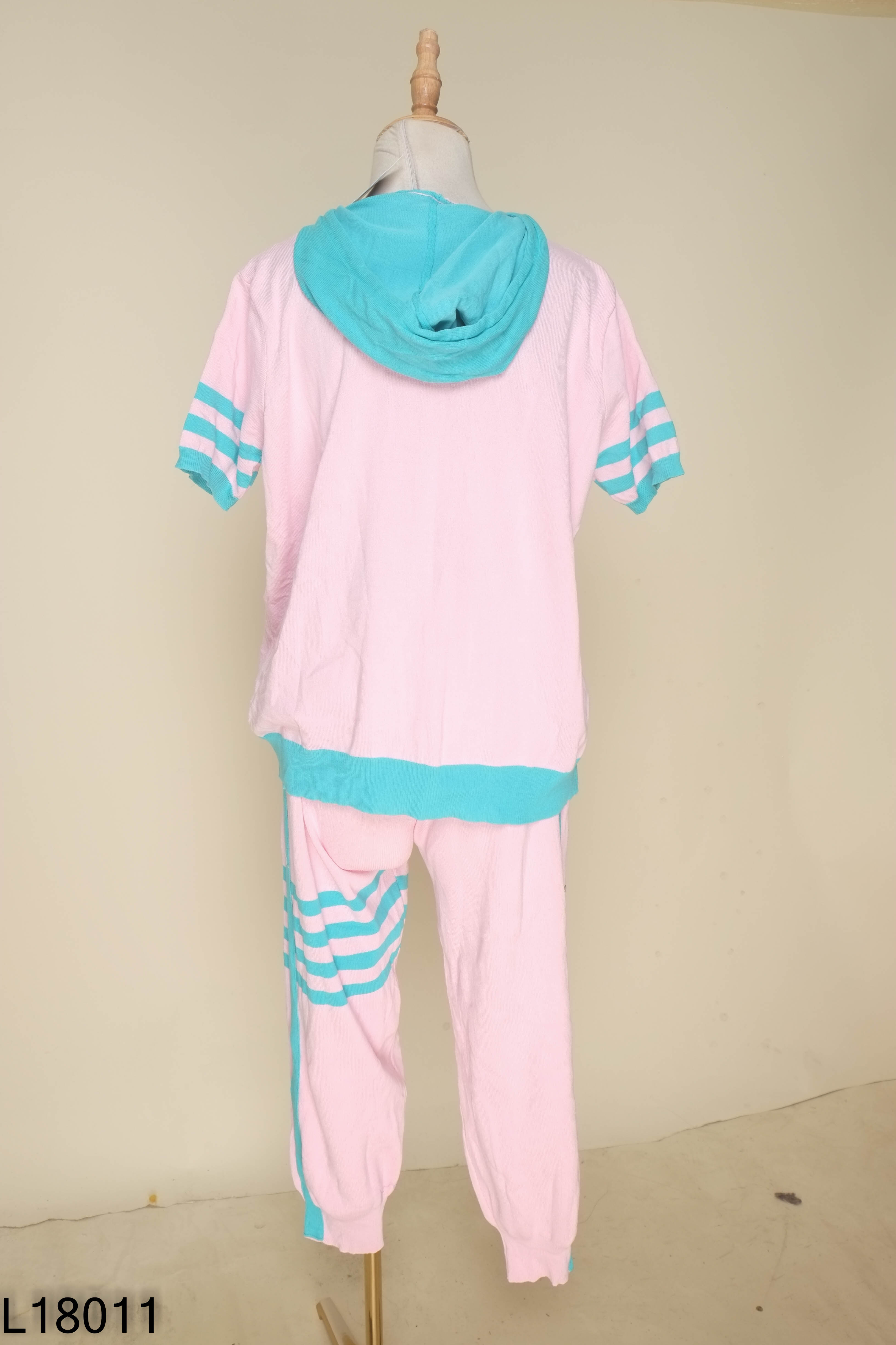 Set áo len hồng viên xanh + quần dài