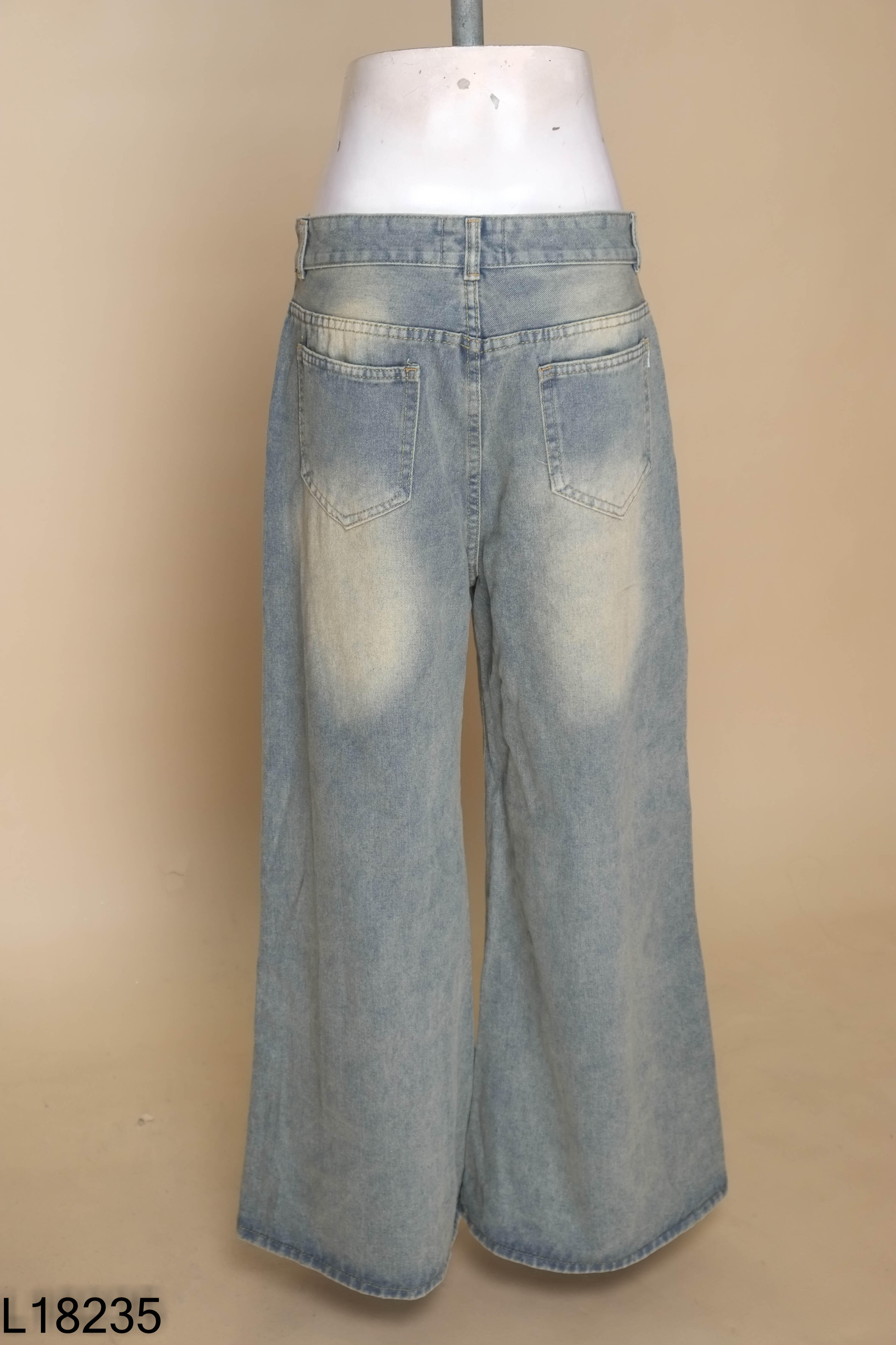 Quần jeans xanh loang CALEM.CLUB