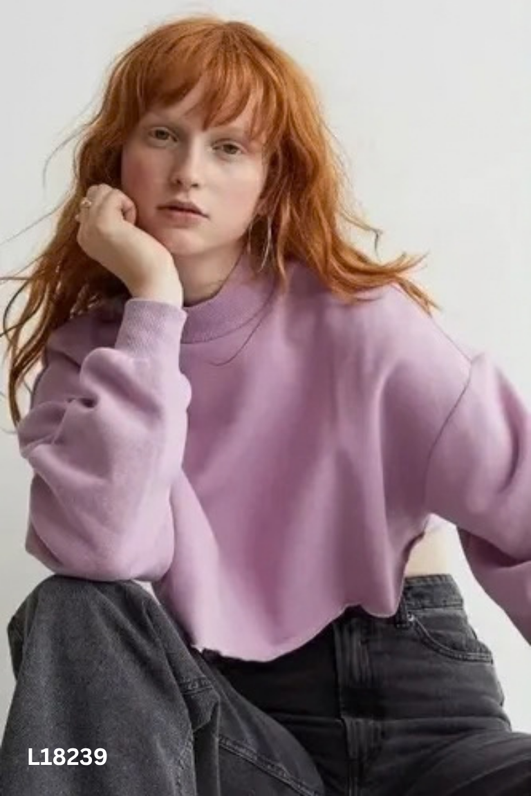 NEWTAG Áo nỉ tím DIVIDED croptop