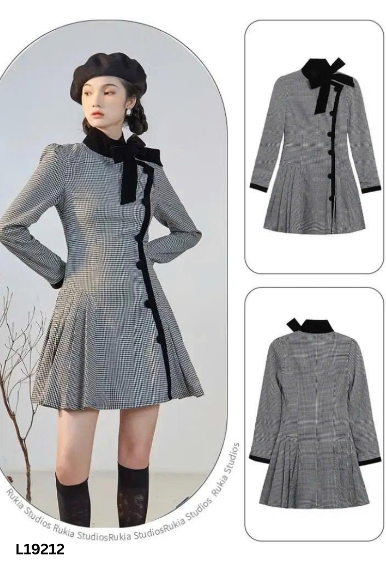 Váy CUNNIE STORE nâu kẻ
