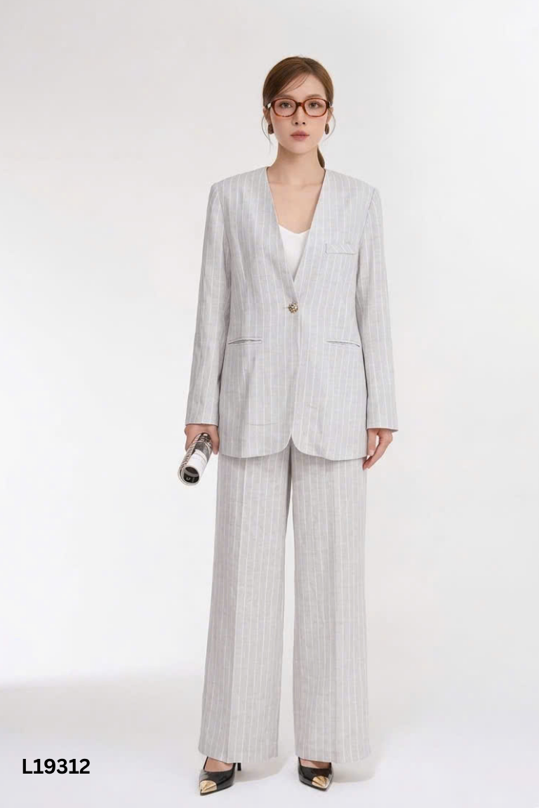 Set Áo blazers be kẻ sọc + quần