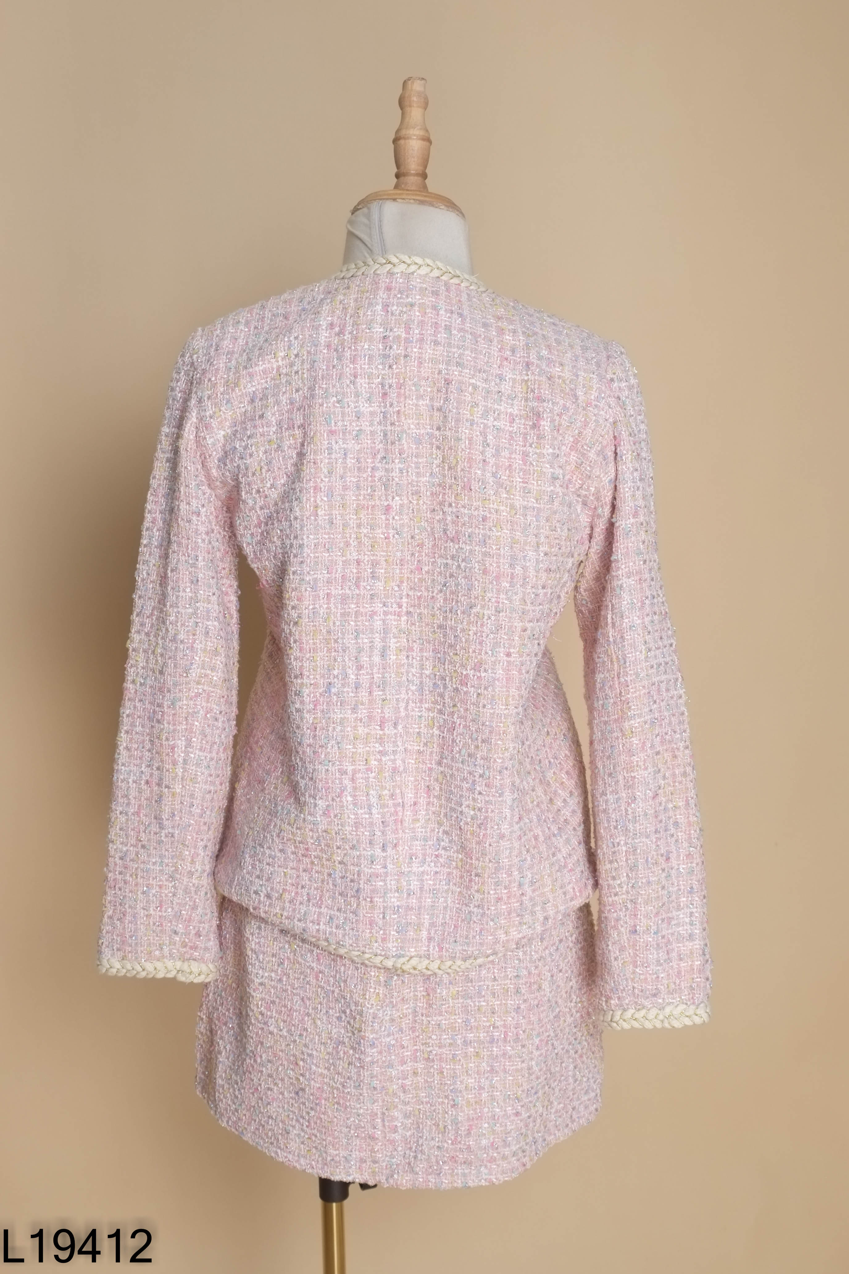 Set áo khoác dạ AUDREY hồng + chân váy