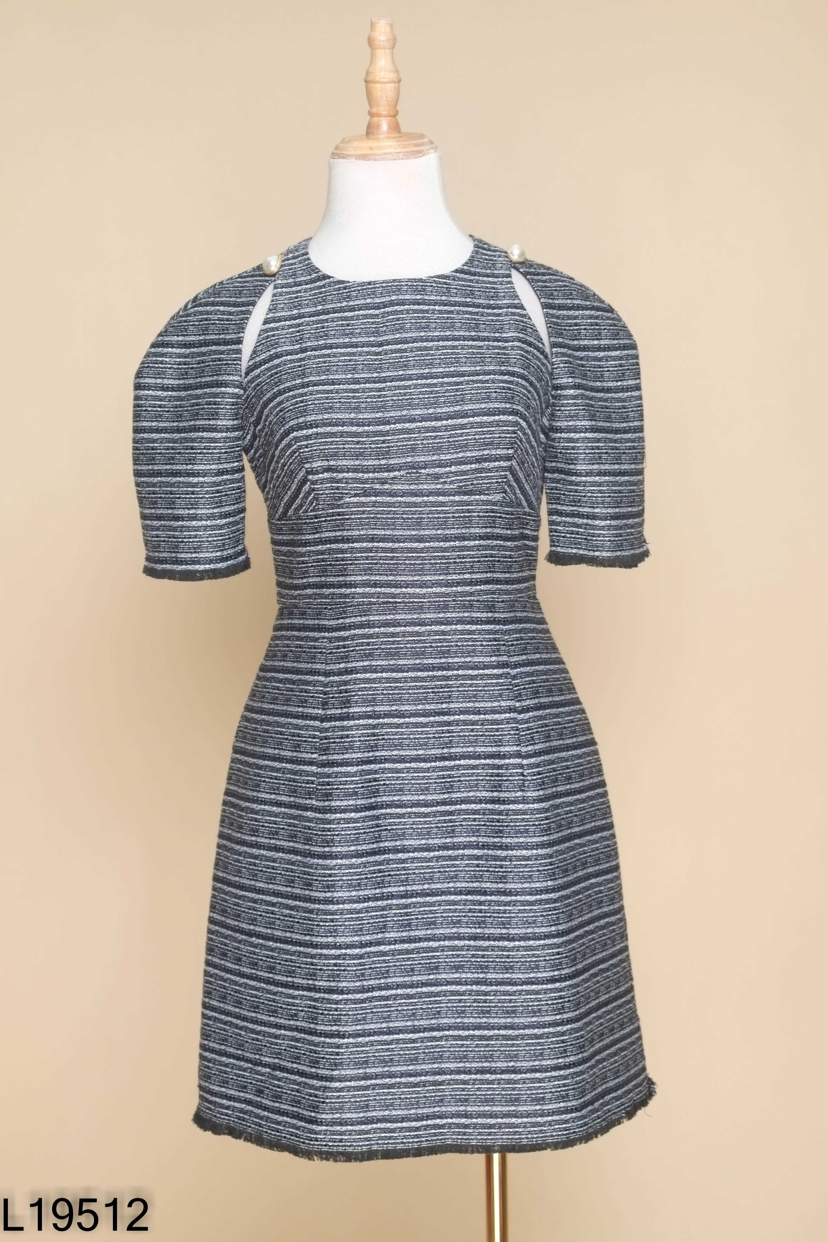Váy D.CHIC dạ tweed xanh ánh nhũ
