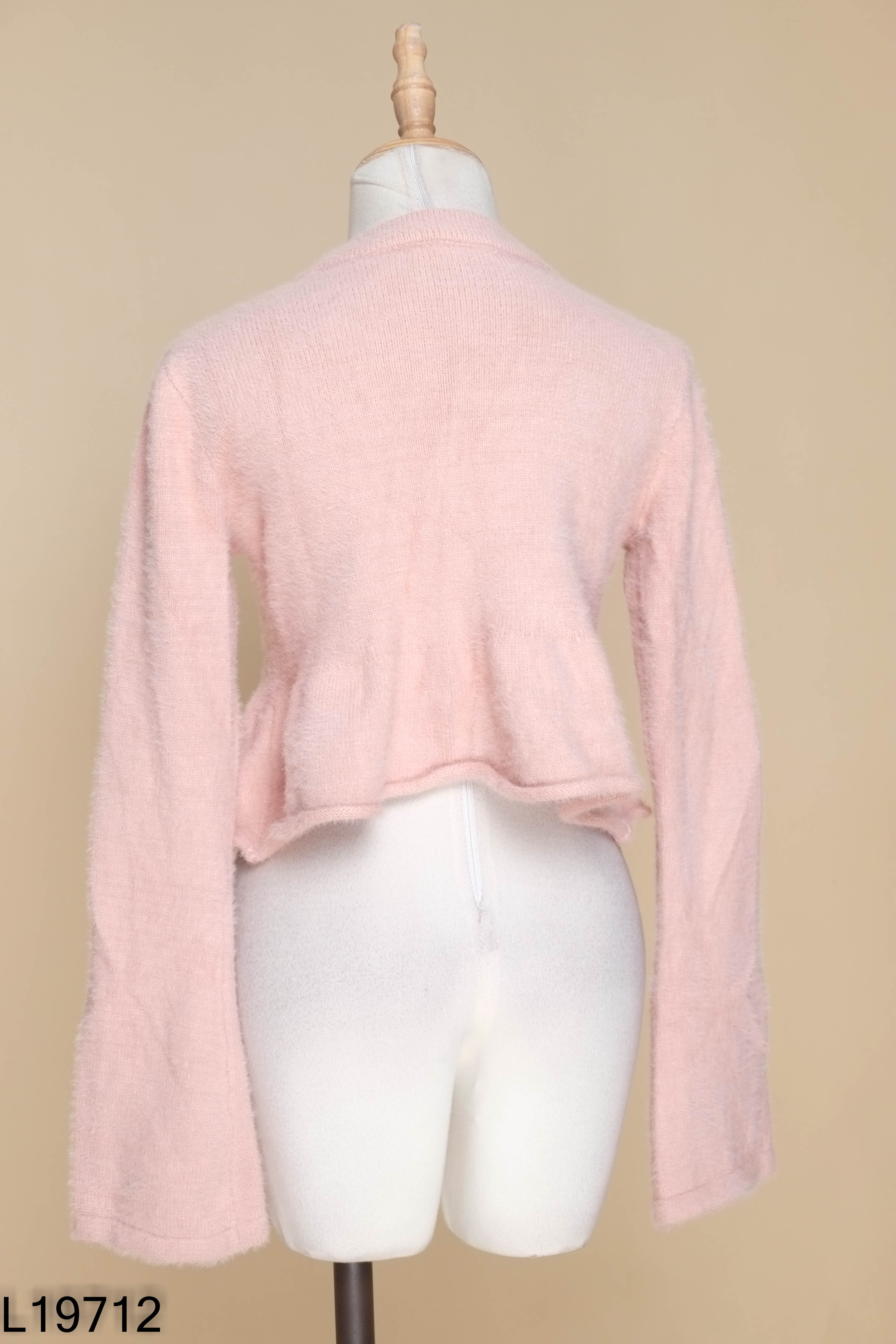 Áo len cardigan lông hồng trơn