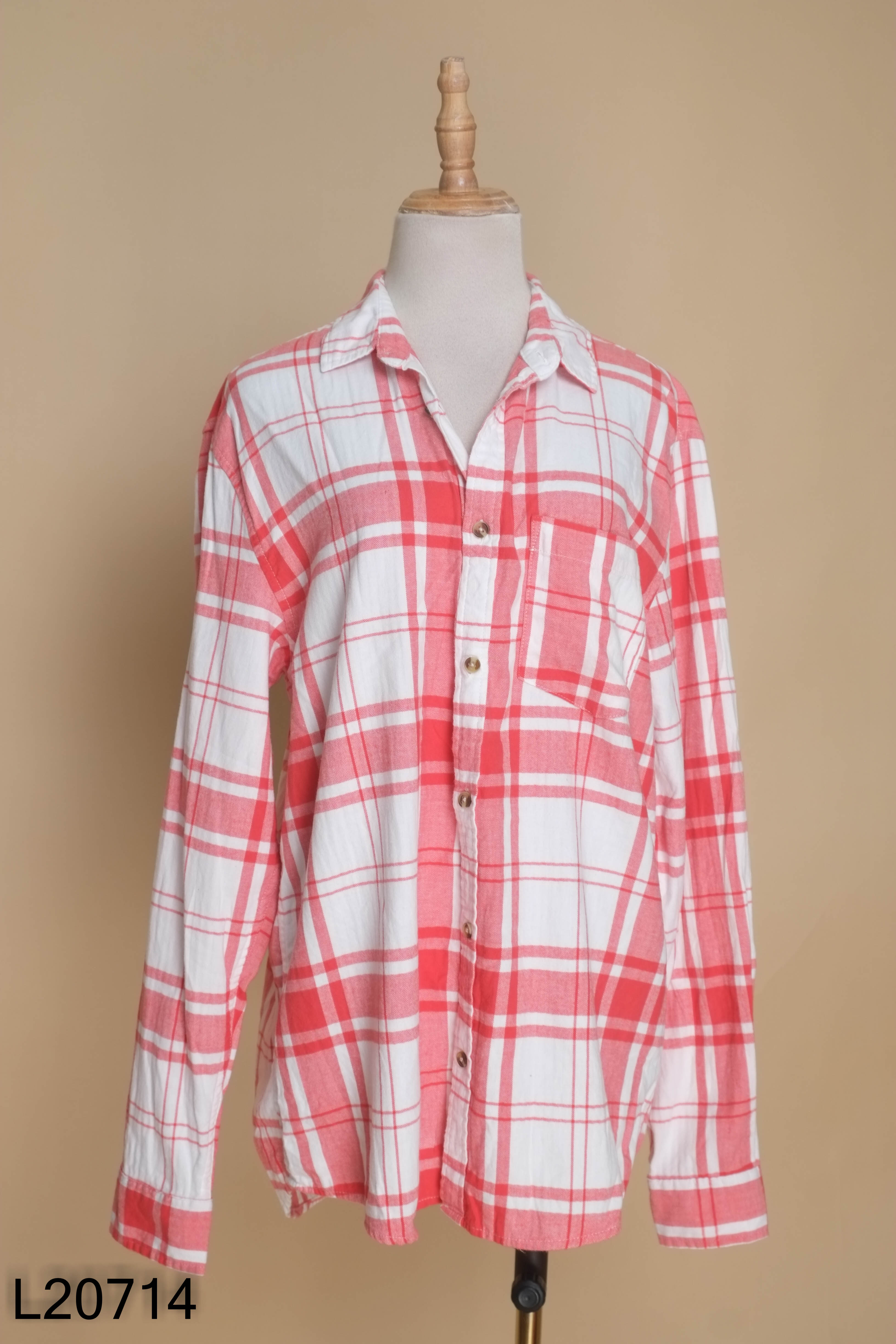Áo COTTON ON be kẻ caro đỏ
