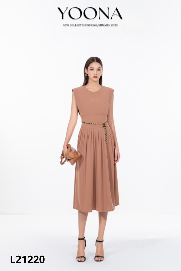 Váy nâu YOONA xếp li