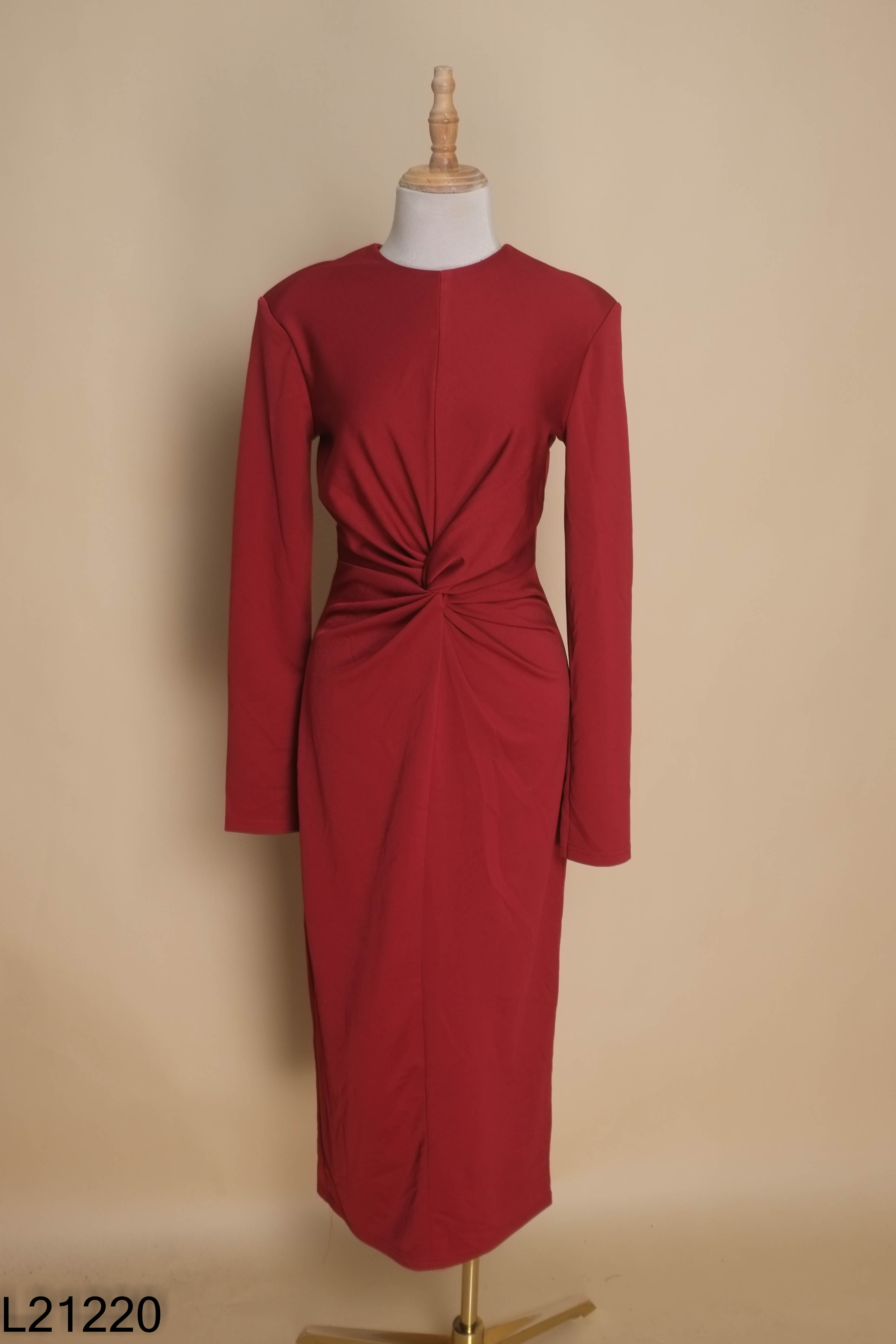 Váy đỏ MIE DESIGN nhún tay dài